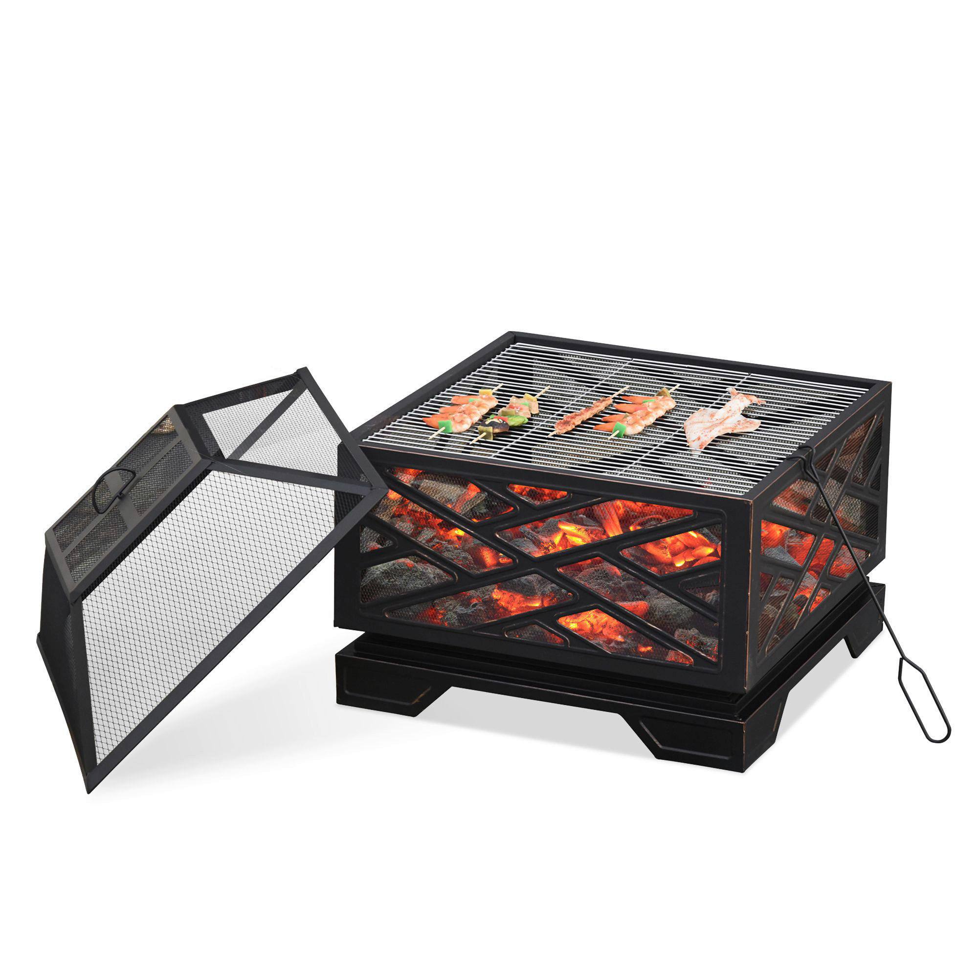 Outsunny Feuerschale schwarz Eisen B/H/L: ca. 66x66x66 cm Feuerschale - schwarz (66,00/66,00/66,00cm) - Outsunny