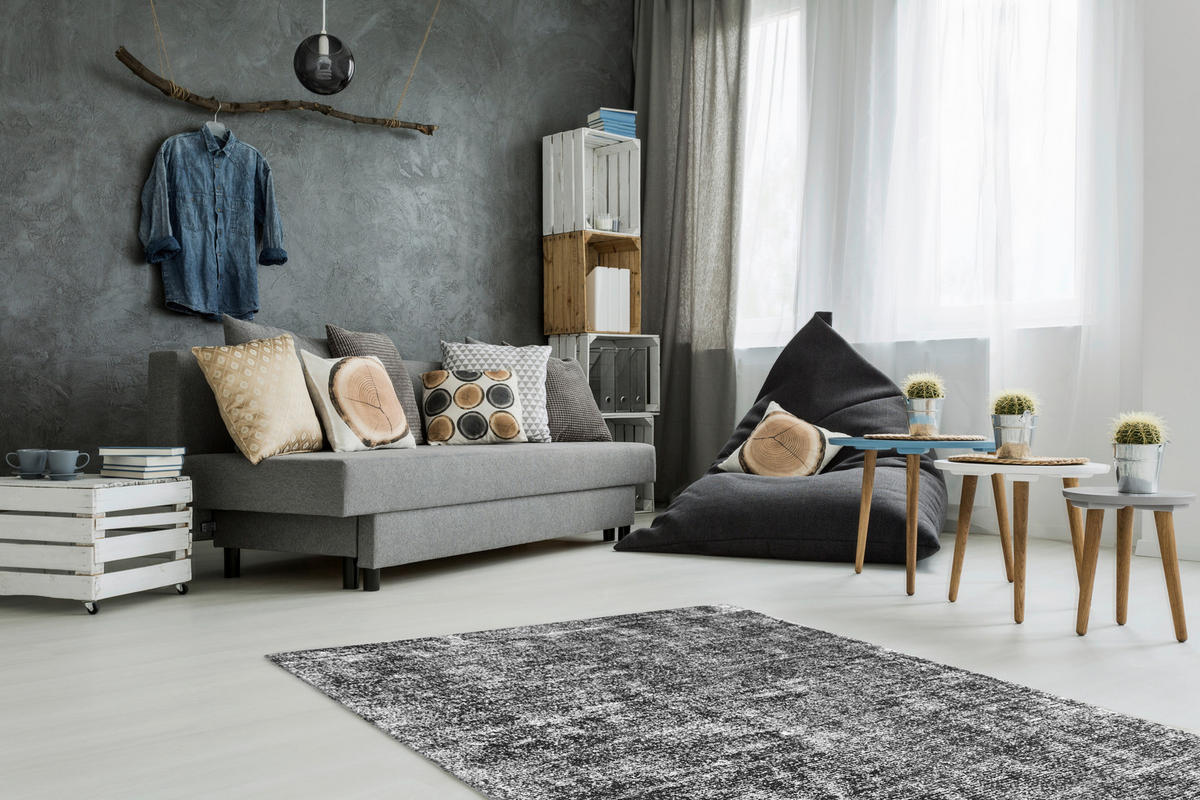 Kayoom Kurzflorteppich Etna 110 anthrazit B/H/L: ca. 120x0,9x170 cm Etna 110 - anthrazit (170,00/120,00/0,90cm) - Kayoom