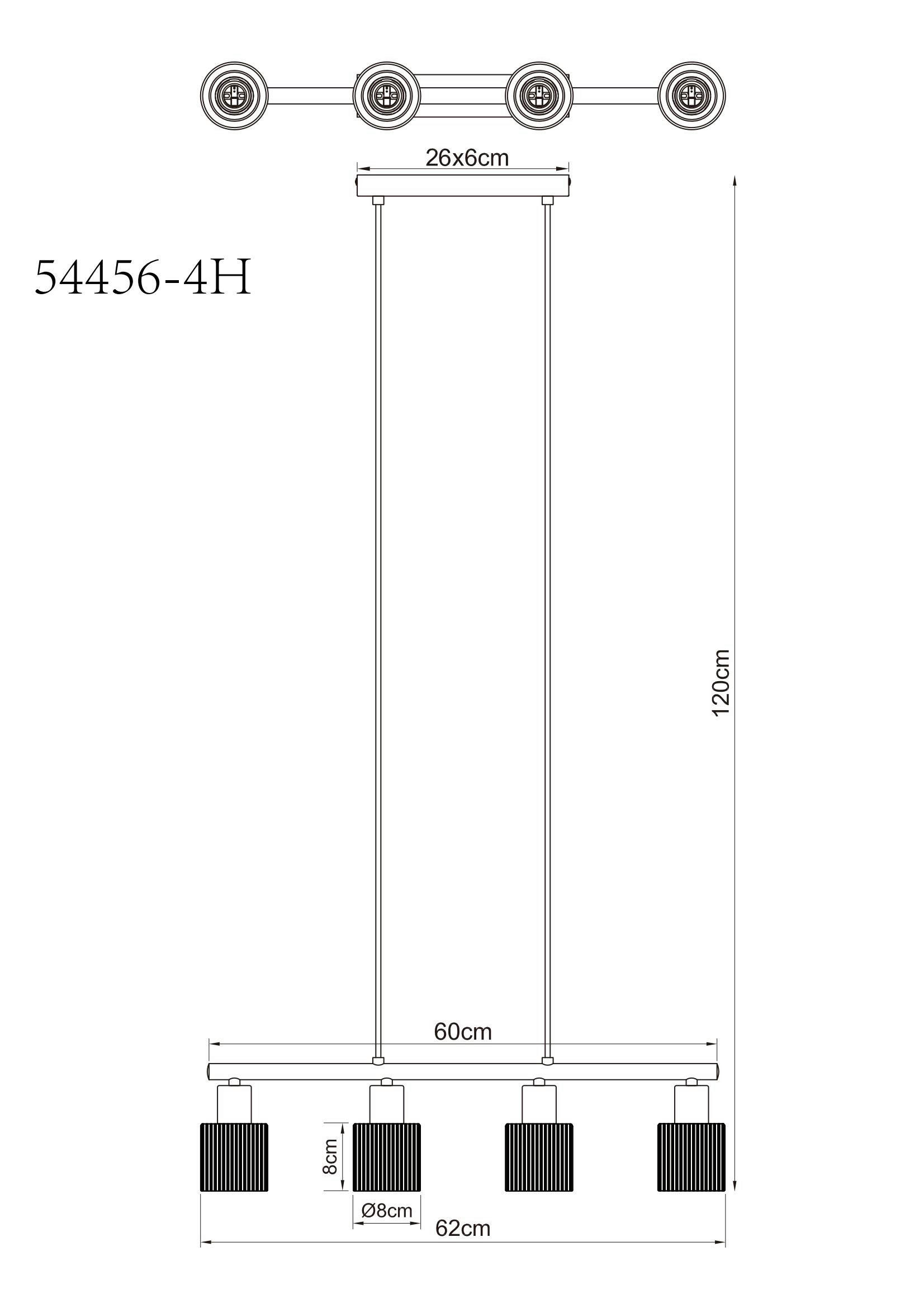 GLOBO Hängeleuchte schwarz Chrom Metall Glas B/H/L: ca. 11,5x64x14 cm E14 4 Brennstellen Hängeleuchte-Villegas - schwarz/Chrom (14,00/11,50/64,00cm) - GLOBO