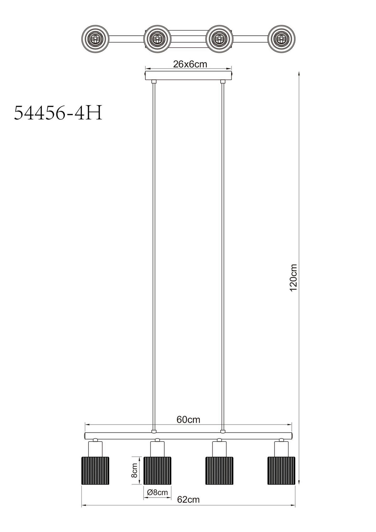 GLOBO Hängeleuchte schwarz Chrom Metall Glas B/H/L: ca. 11,5x64x14 cm E14 4 Brennstellen Hängeleuchte-Villegas - schwarz/Chrom (14,00/11,50/64,00cm) - GLOBO