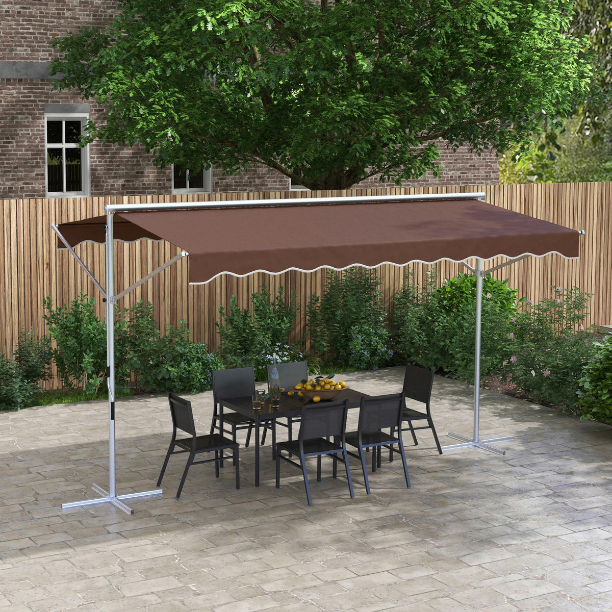 Outsunny Markise braun B/H/L: ca. 298x395x255 cm Standmarkise - braun (255,00/298,00/395,00cm) - Outsunny