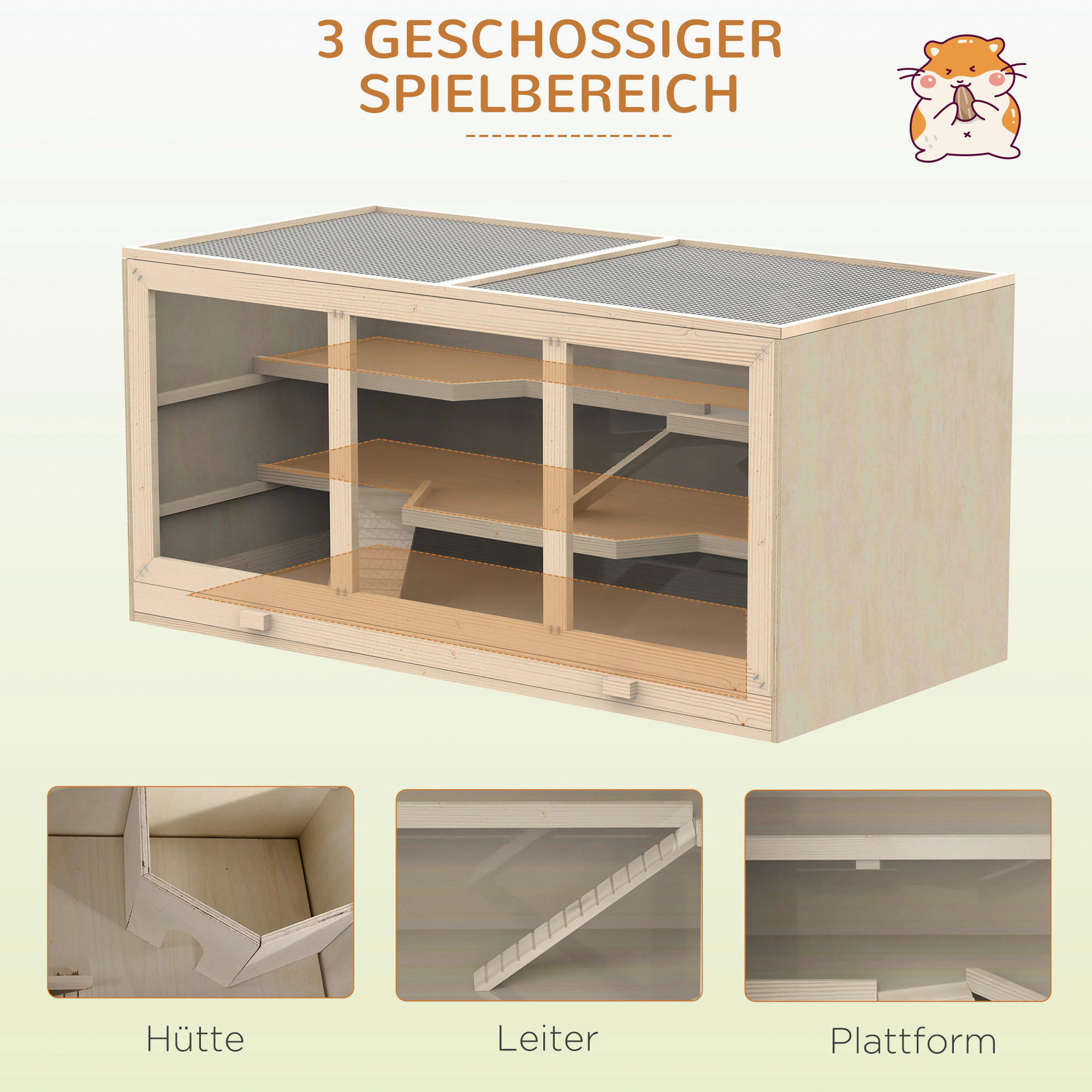 PawHut Nagerkäfig Nagerkäfig - (115,00/57,00/55,00cm) - PawHut