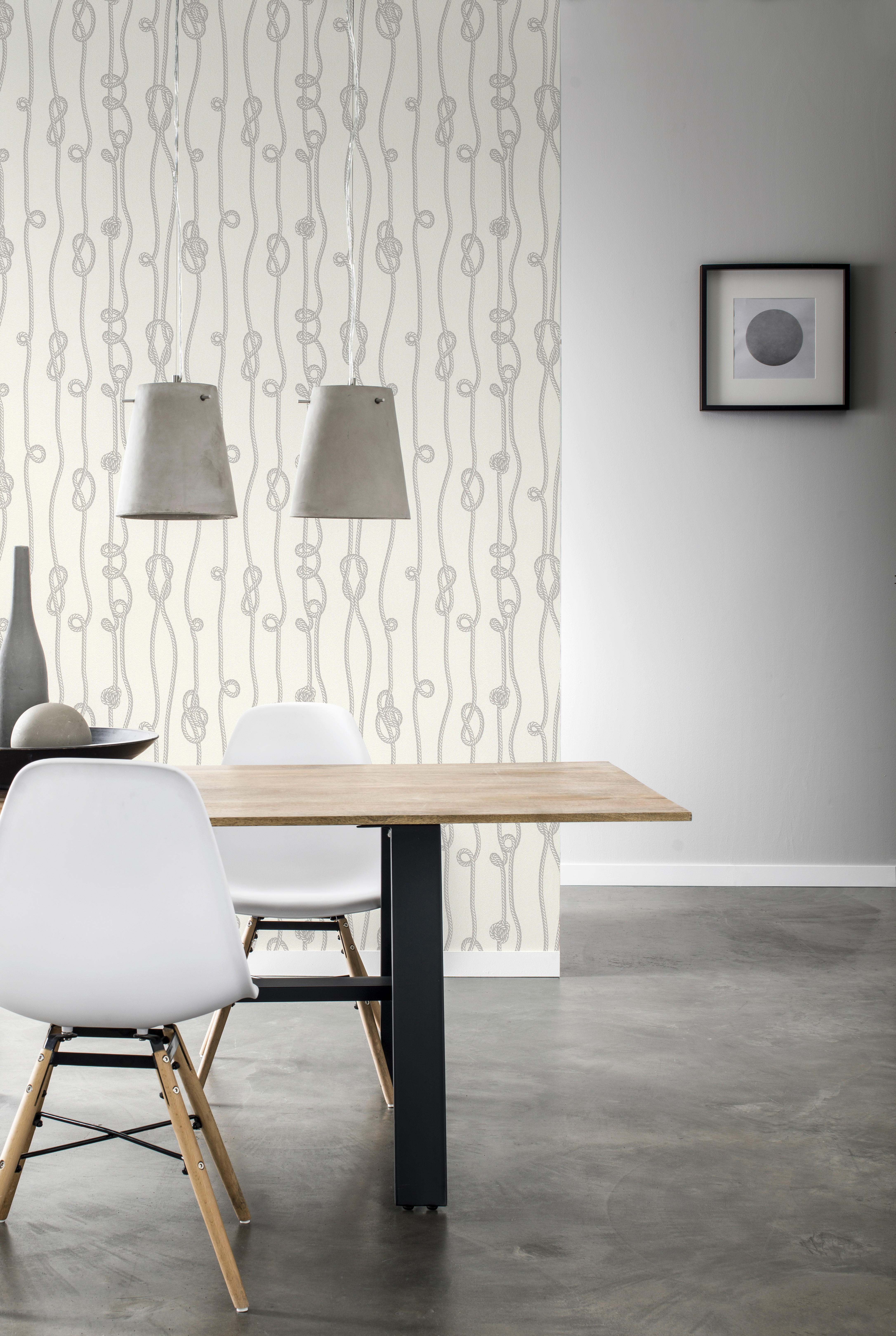 Thumbnail - Vliestapete Seemannsknoten beige grau B/L: ca. 53x1005 cm