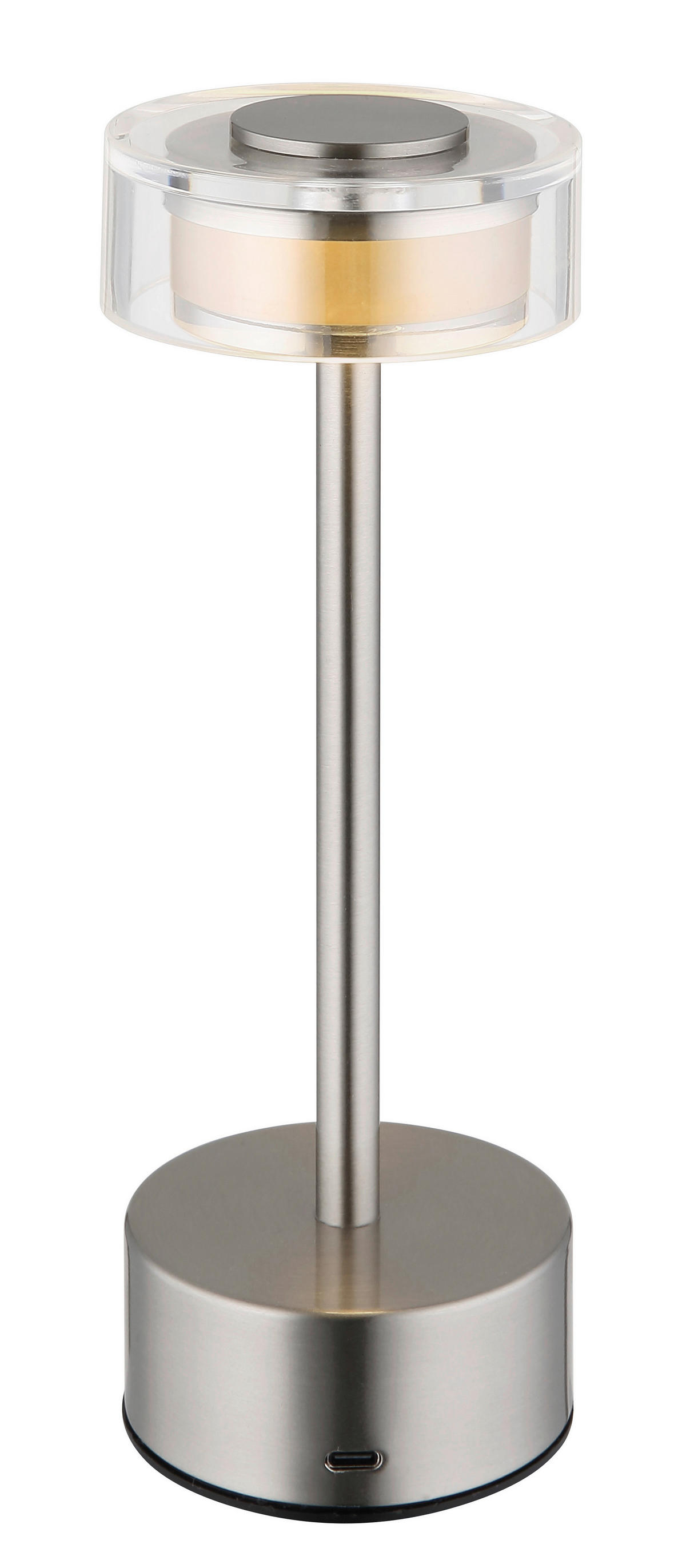 GLOBO LED-Tischleuchte SHIRA 21026N Rauch nickel klar Kunststoff Metall H/D: ca. 23,5x8 cm 1 Brennstellen SHIRA - klar/nickel (8,00/23,50cm) - GLOBO