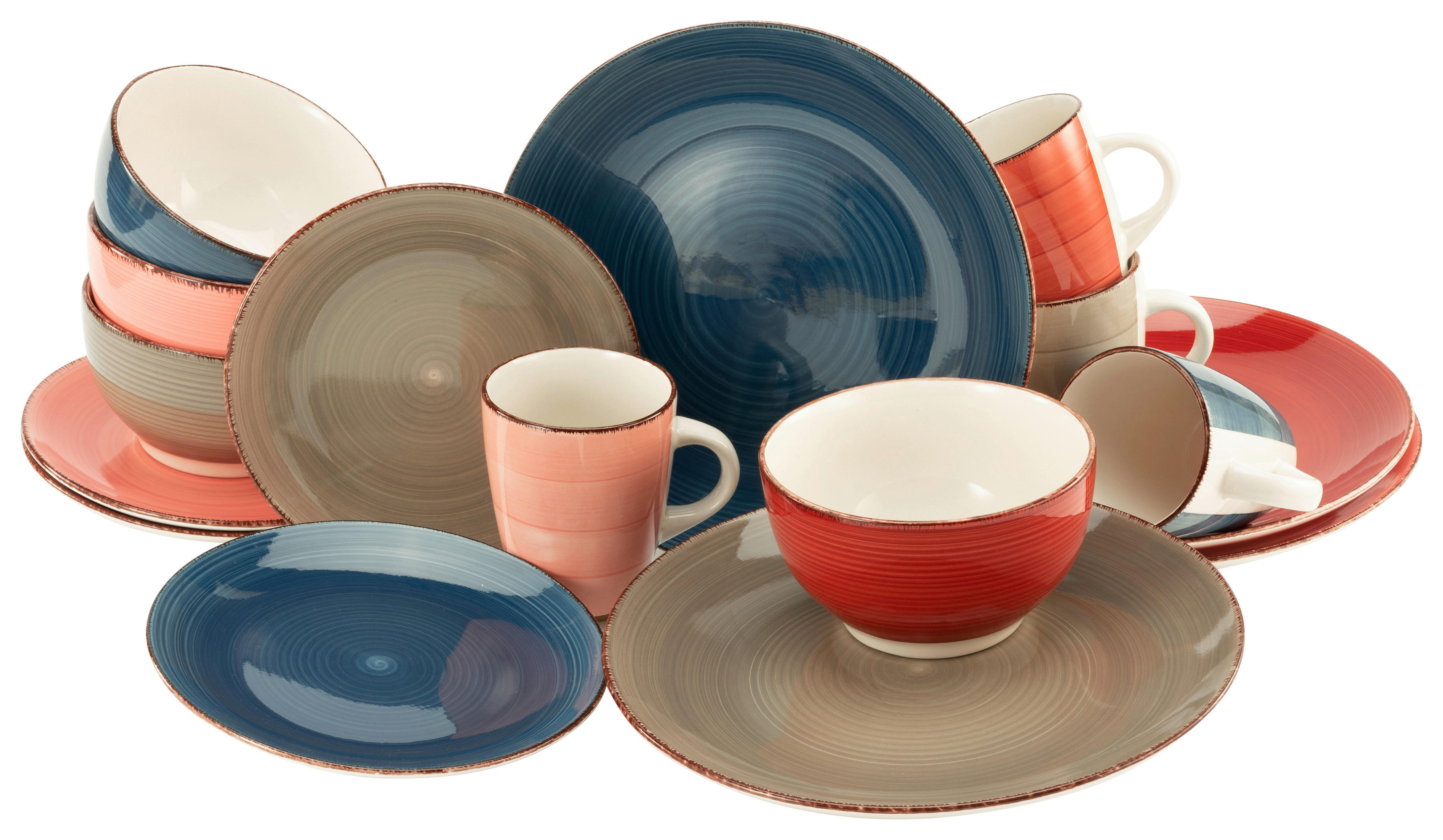 CreaTable Kombiservice Bella Casa COTTAGE rot Steingut Bella Casa COTTAGE - multicolor - CreaTable