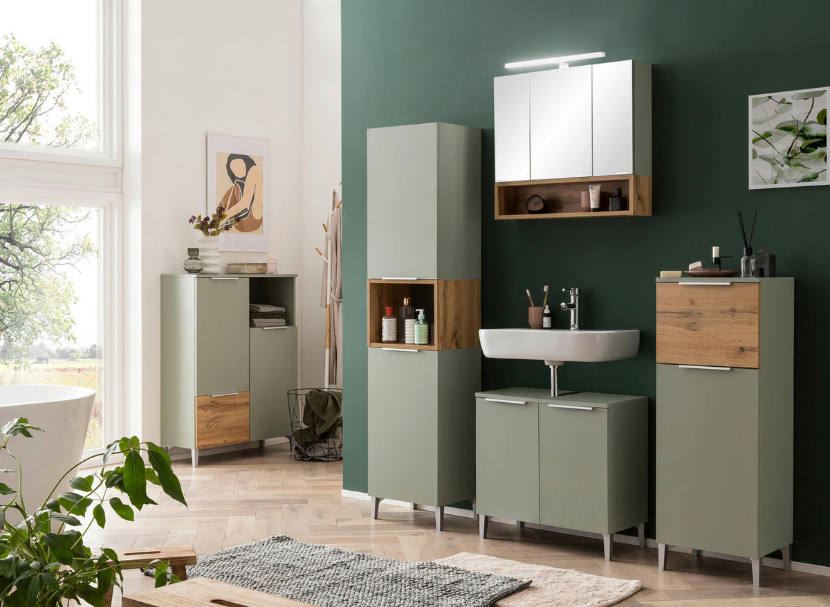 Hochschrank Smilla Pistazie Eiche Landhaus Nachbildung B/H/T: ca. 40,2x175,5x31,9 cm Smilla - Eiche/Pistazie (40,20/175,50/31,90cm) - Möbelpartner
