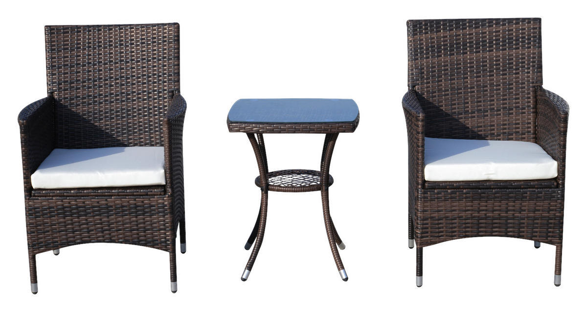 Outsunny Gartenmöbel-Set braun Polyrattan B/H/L: ca. 58,5x89,5x60 cm Gartenmöbel-Set - braun (60,00/58,50/89,50cm) - Outsunny
