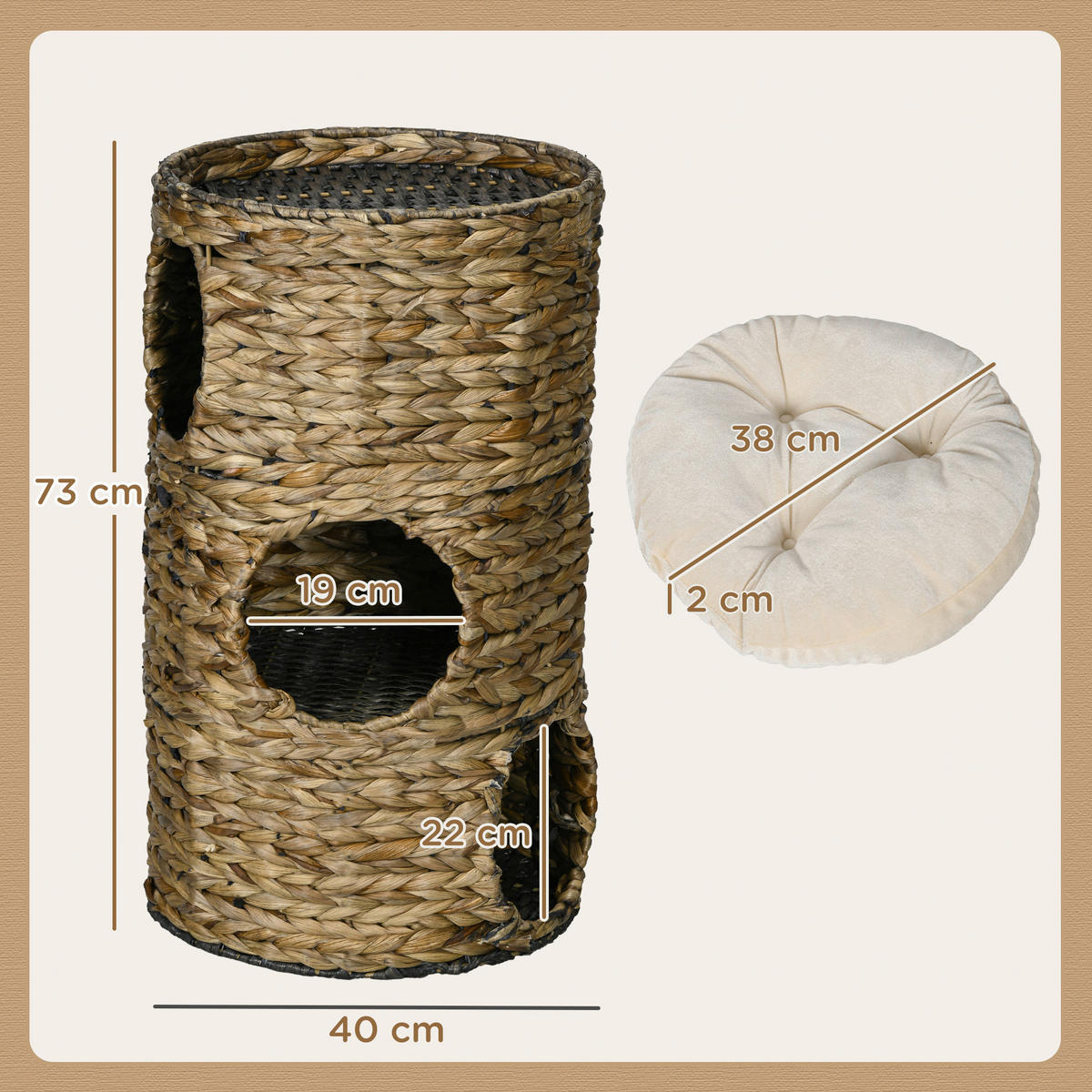 PawHut Kratztonne kaffee Stahl B/H/L: ca. 40x73x40 cm Kratztonne - kaffee (40,00/40,00/73,00cm) - PawHut