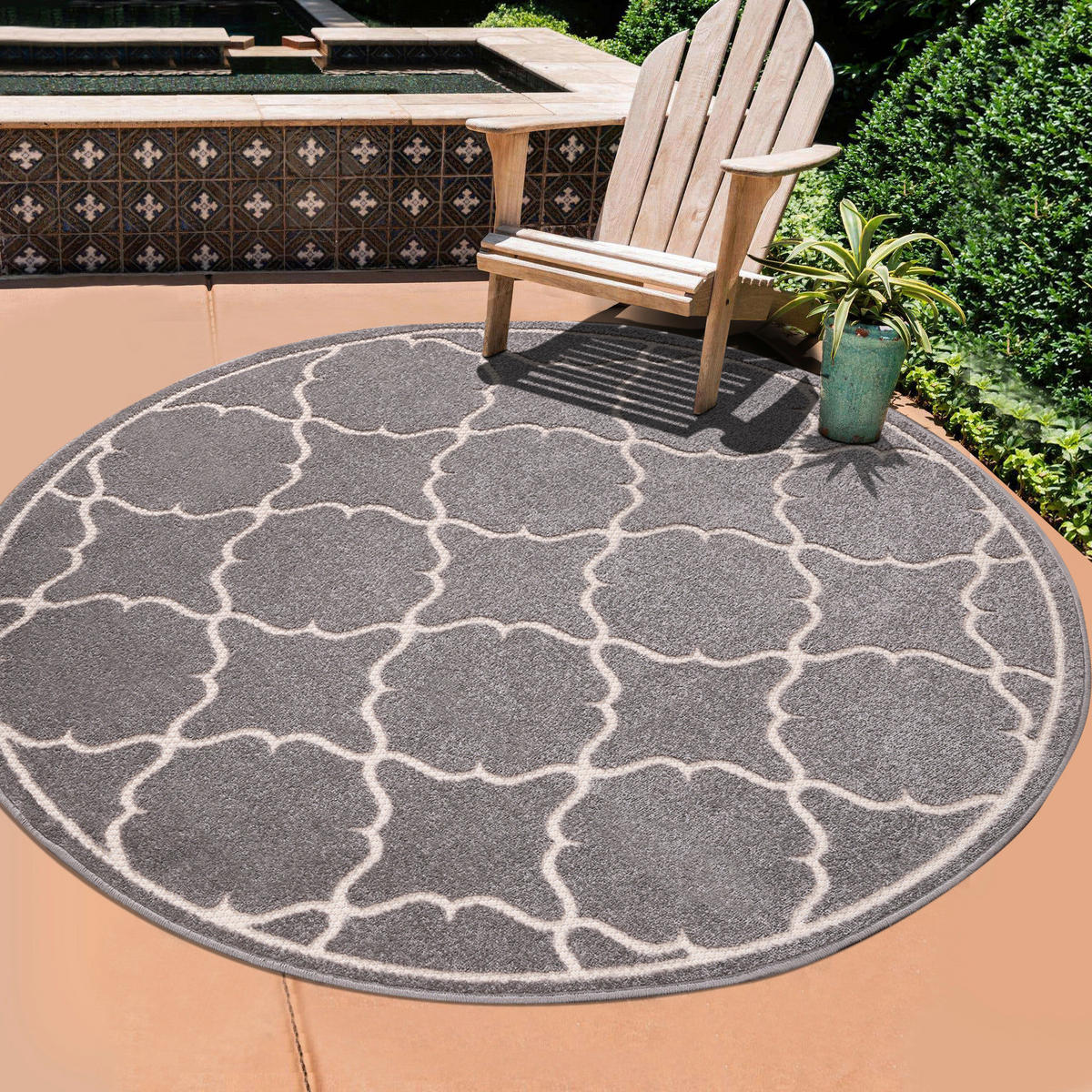 Sanat Outdoorteppich BERLIN hellgrau B/L: ca. 150x150 cm BERLIN - hellgrau (150,00/150,00cm) - Sanat