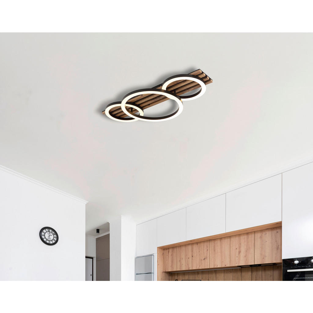 Thumbnail - GLOBO Deckenleuchte Opal mattschwarz Metall MDF B/H/D: ca. 62x9,5x30 cm 1 Brennstellen