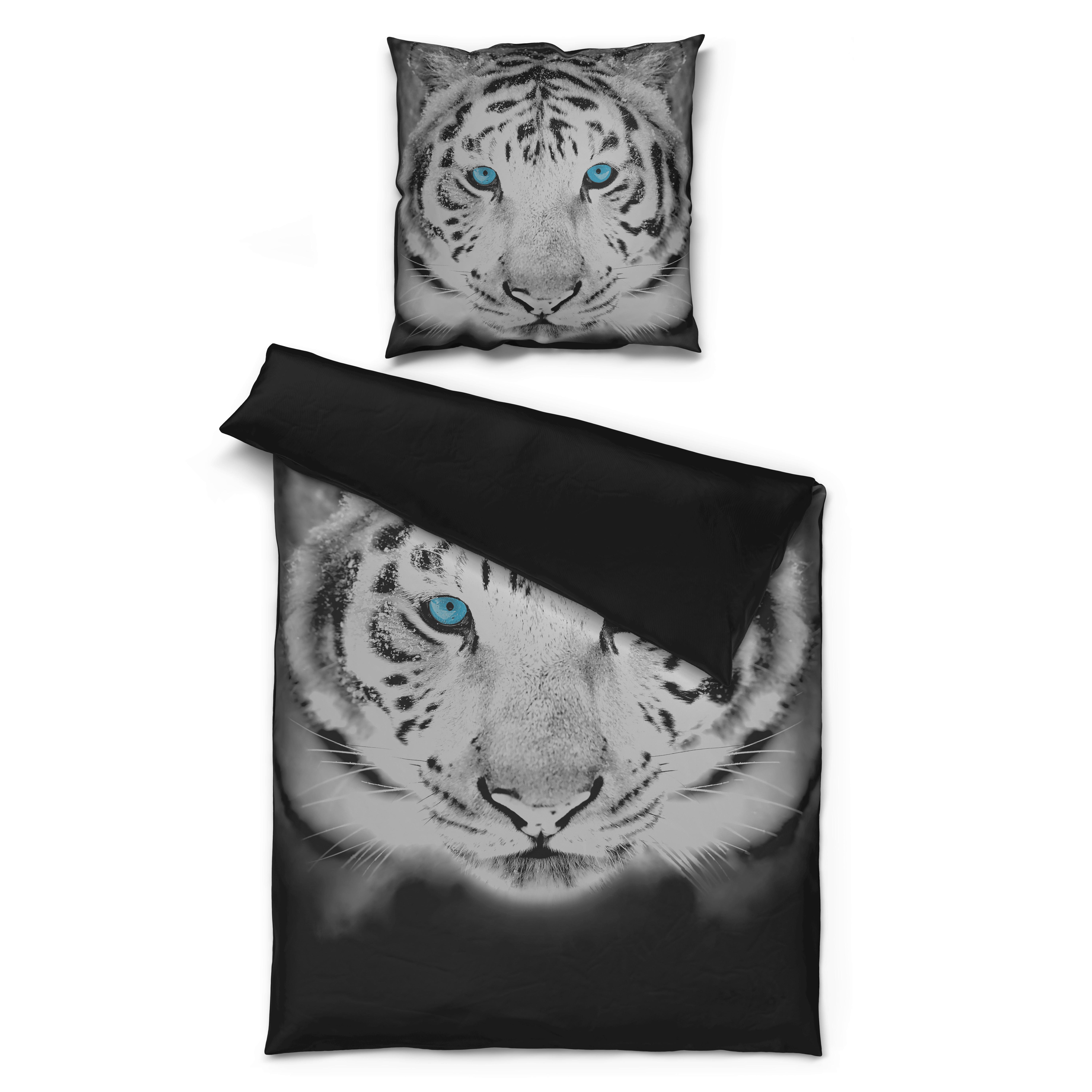 Microfaser Bettwäsche Wendebettwäsche_Microfaser Tiger - weiß/schwarz (135,00/200,00cm) - beau rêve