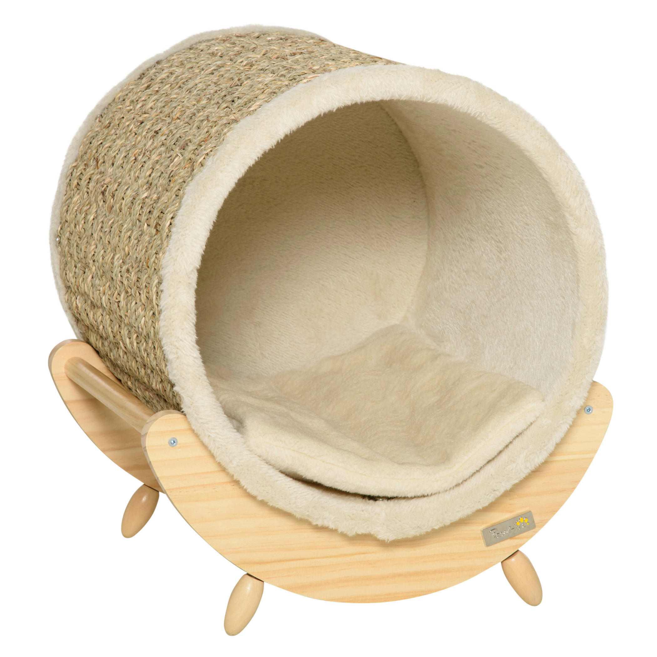 PawHut Katzen-Zubehör beige Kiefer B/H/L: ca. 38x41x43 cm Katzenhaus - beige/natur (43,00/38,00/41,00cm) - PawHut
