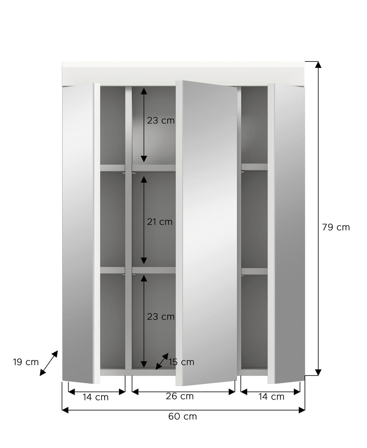 Spiegelschrank Scout weiß weiß Hochglanz B/H/T: ca. 60x79x18 cm Scout - weiß (60,00/79,00/18,00cm) - xonox.home