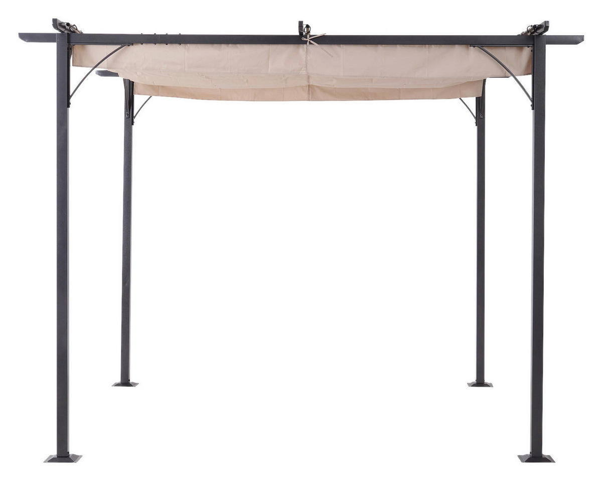 Outsunny Pergola schwarz Metall B/H/L: ca. 300x230x300 cm Pergola - beige/schwarz (300,00/300,00/230,00cm) - Outsunny