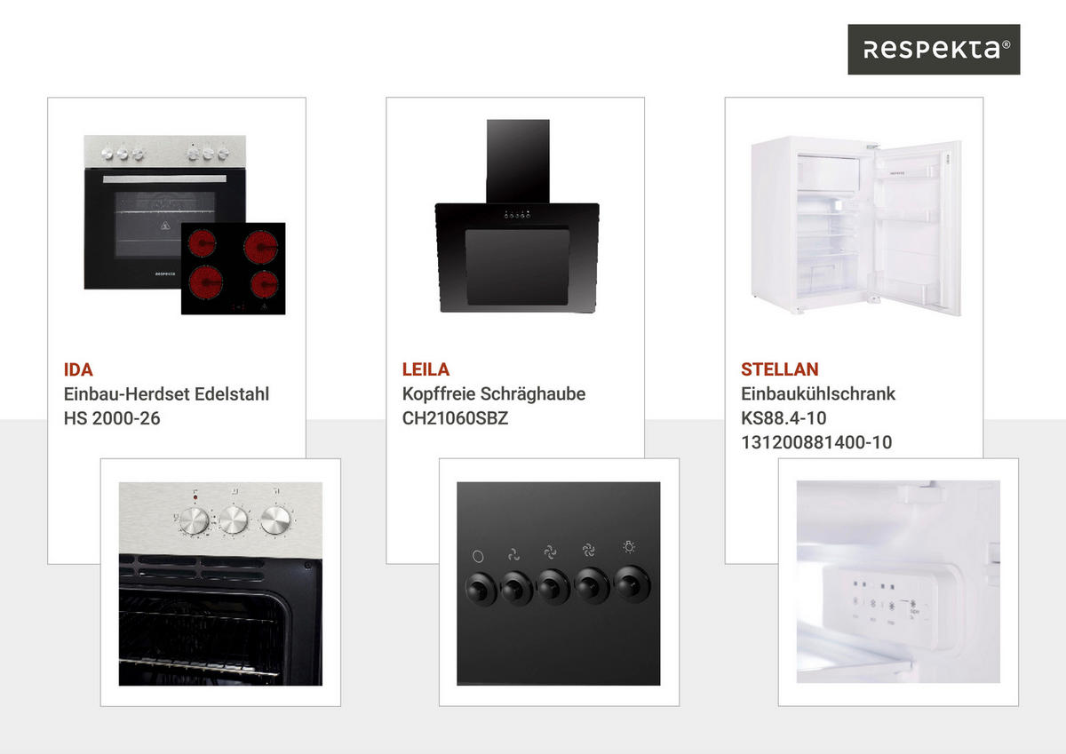 Respekta Küchenblock Malia Beton Optik B/H/T: ca. 280x200x60 cm Malia - Beton/weiß (280,00/200,00/60,00cm) - Respekta