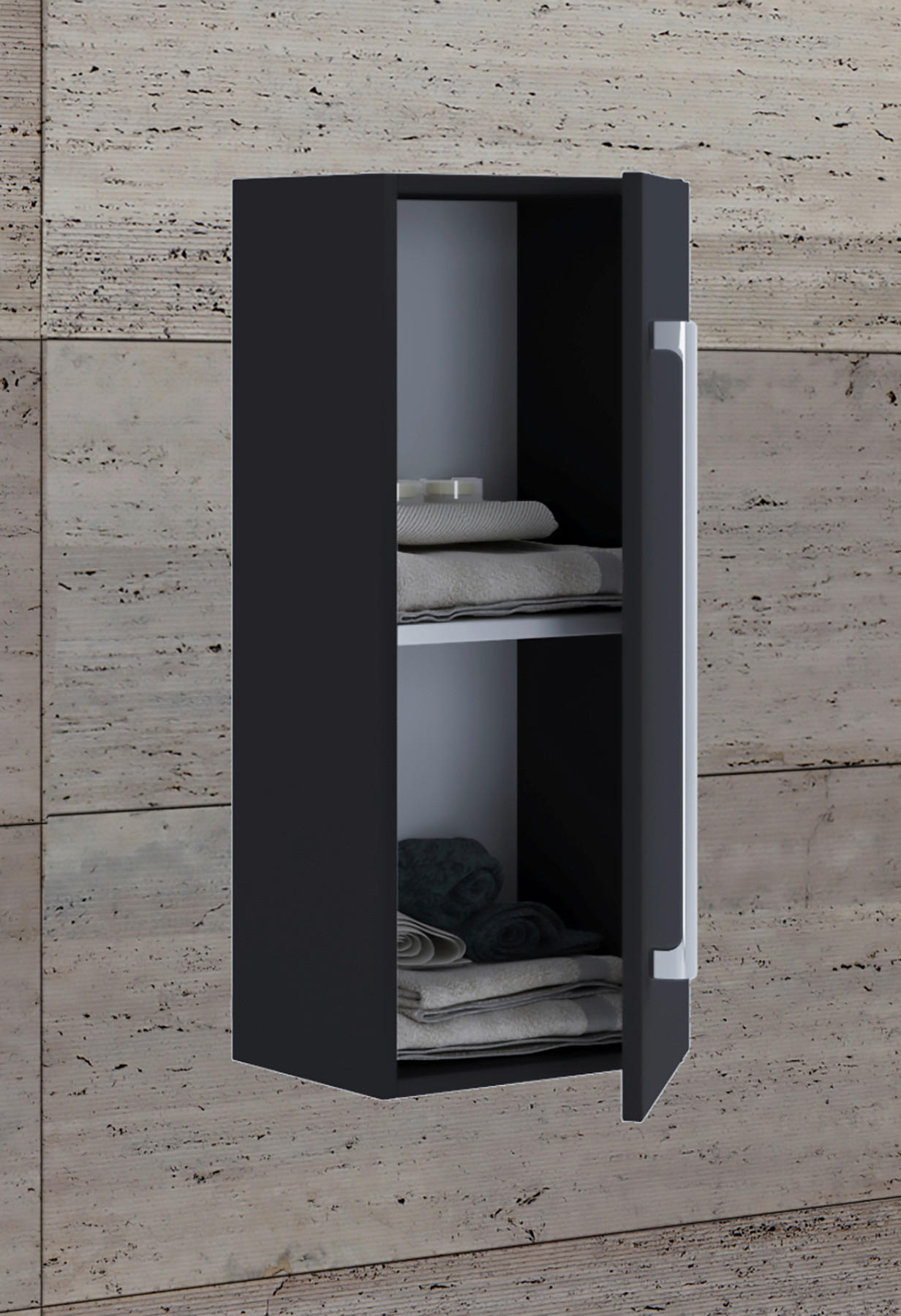 Midischrank Badinos schwarz Alu Optik B/H/T: ca. 33x75x22 cm Badinos - schwarz/Alu (33,00/75,00/22,00cm) - VCM Möbel