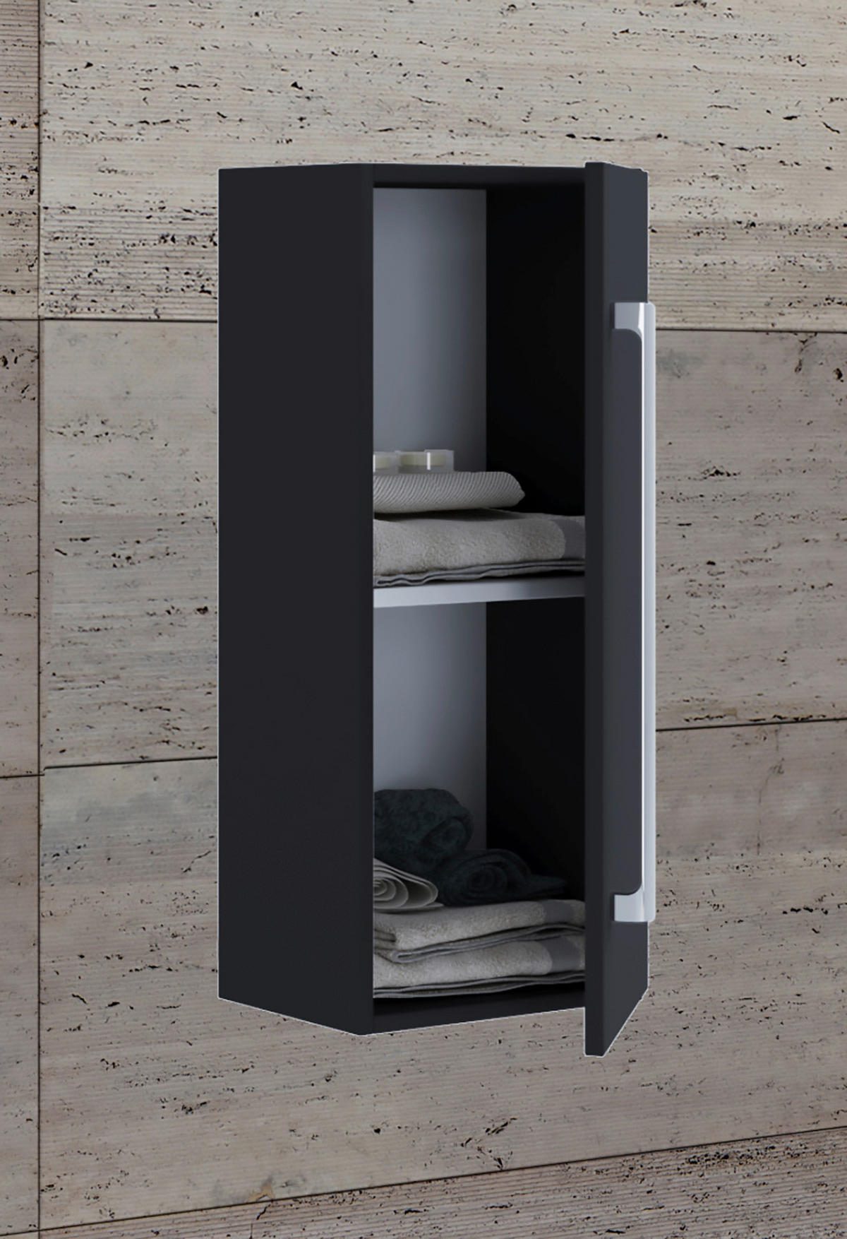 Midischrank Badinos schwarz Alu Optik B/H/T: ca. 33x75x22 cm Badinos - schwarz/Alu (33,00/75,00/22,00cm) - VCM Möbel