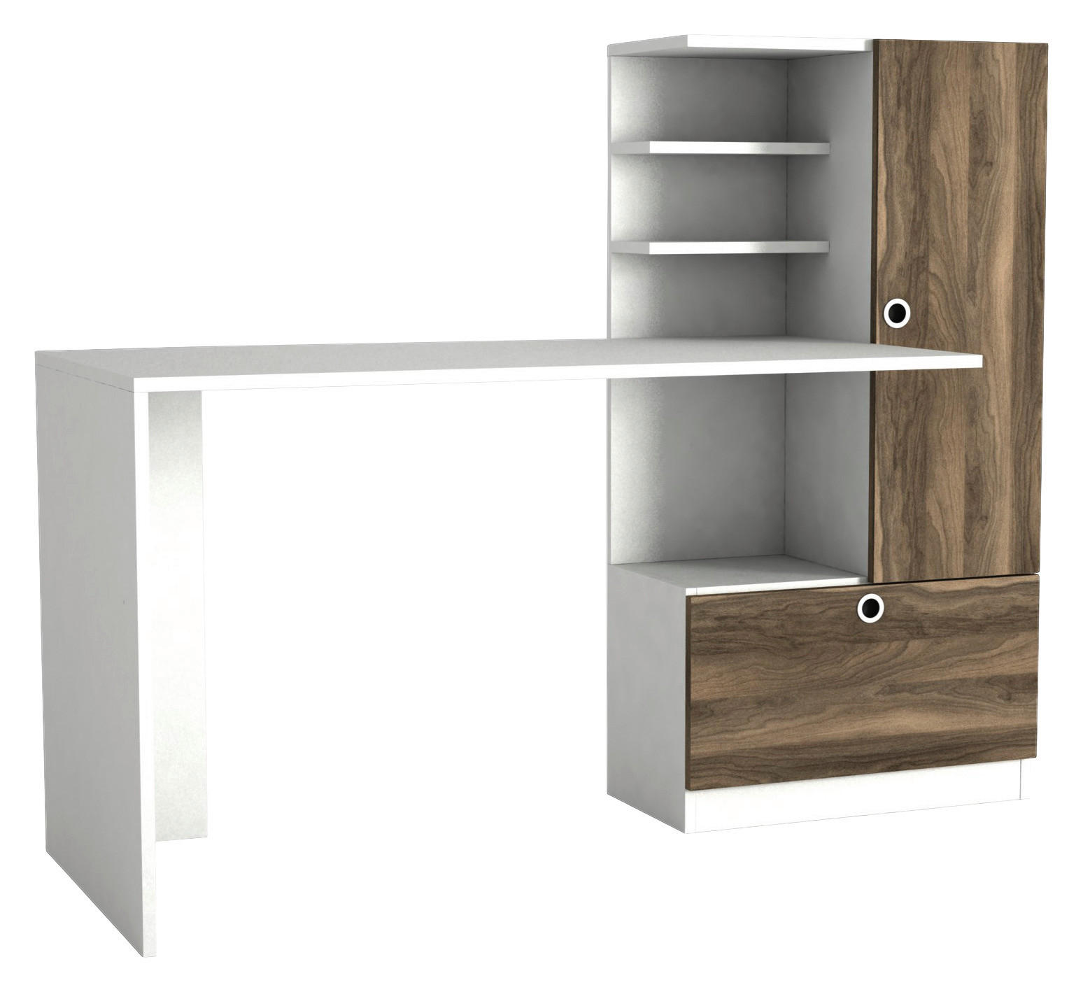 Schreibtisch Merinos weiß walnuss Nachbildung B/H/T: ca. 150x120x62 cm Merinos - weiß/walnuss (150,00/120,00/62,00cm) - moebel17