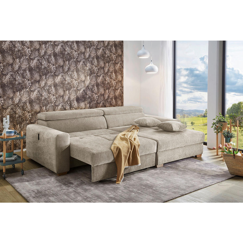 Thumbnail - Ecksofa beige Flachgewebe B/H/T: ca. 277x109x187 cm