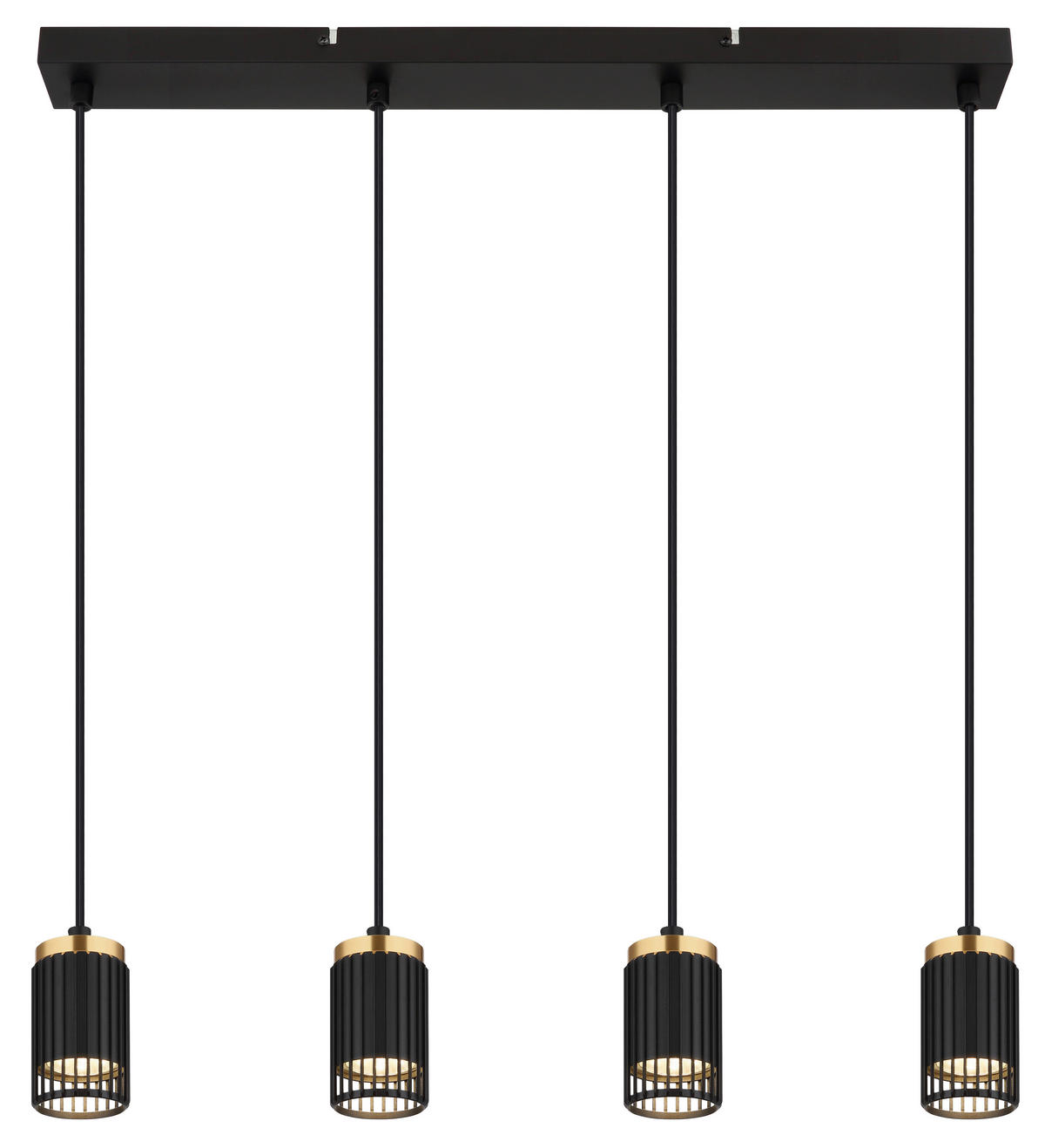 GLOBO Pendelleuchte mattschwarz Metall Aluminium B/H/T/L: ca. 6x120x60x60 cm GU10 4 Brennstellen Korben - mattschwarz (60,00/6,00/120,00cm) - GLOBO