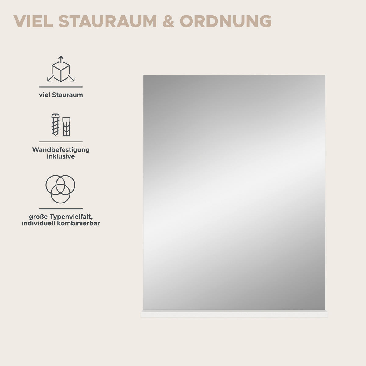 Badspiegel Scout weiß weiß Hochglanz B/H/T: ca. 60x79x18 cm Scout - weiß (60,00/79,00/18,00cm) - xonox.home