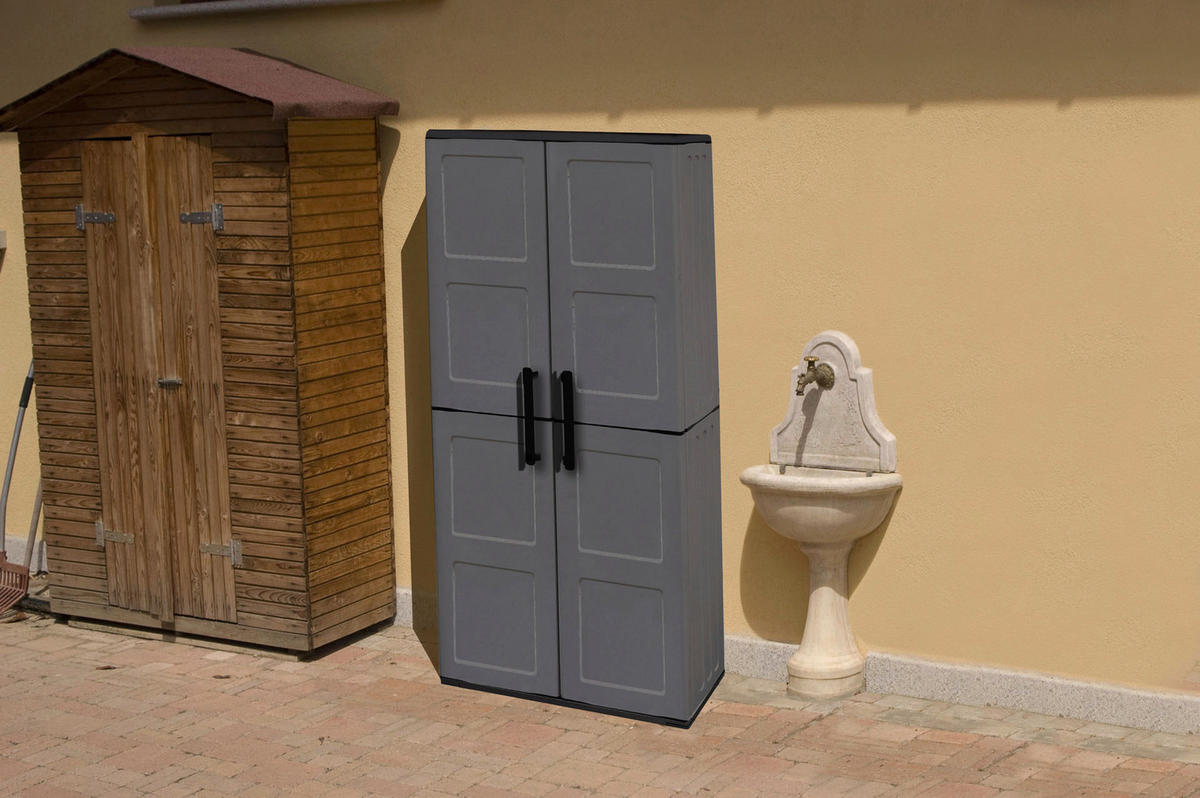 ArtPlast Kunststoffschrank Free dunkelgrau Kunststoff B/H/T: ca. 68x163x37 cm Free - schwarz/dunkelgrau (68,00/163,00/37,00cm) - ArtPlast