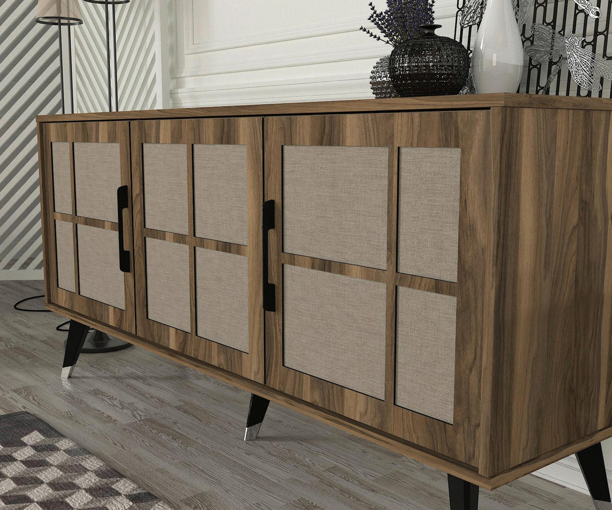 Sideboard Logan walnuss Nachbildung grau B/H/T: ca. 160x76x45 cm Logan - walnuss/grau (160,00/76,00/45,00cm) - moebel17