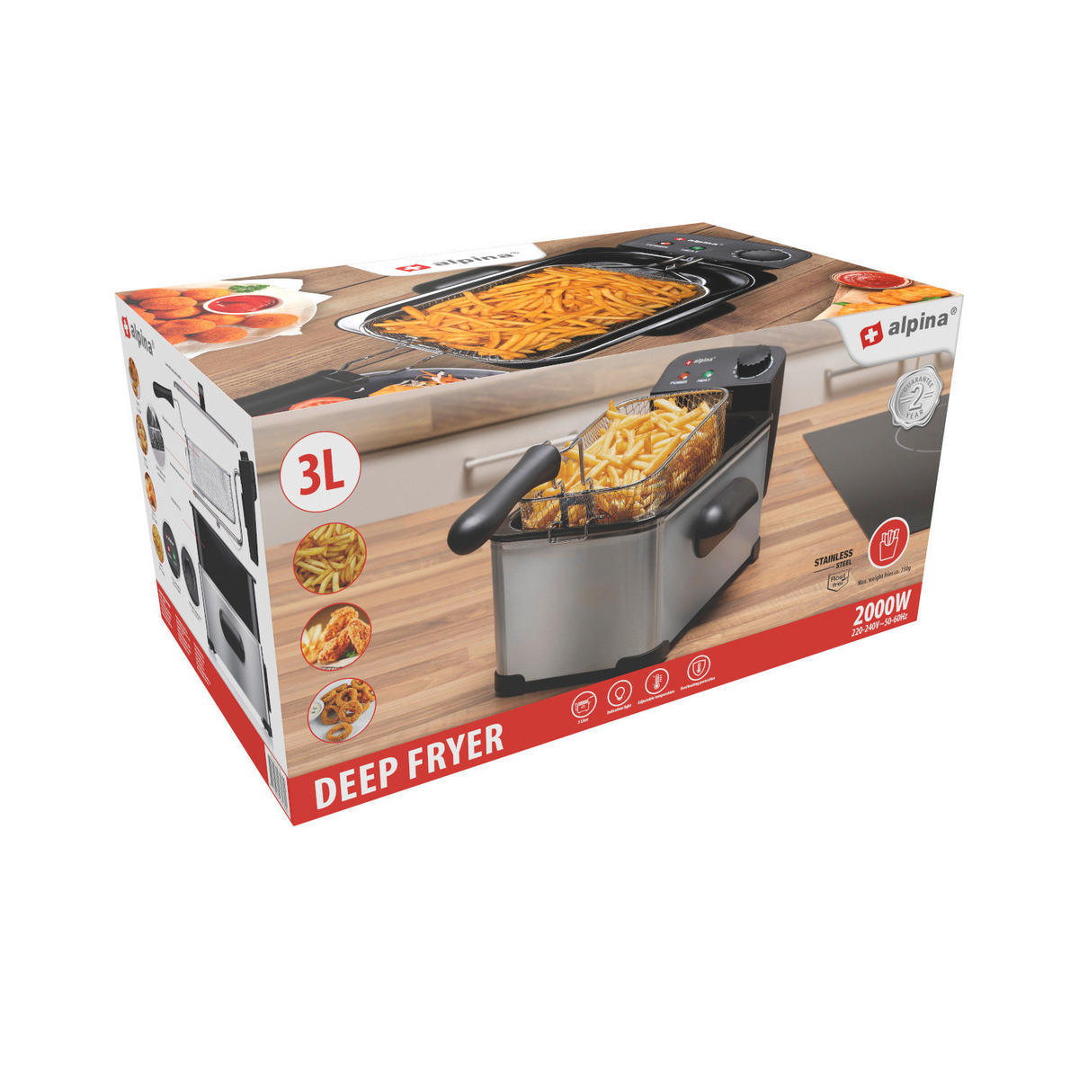 Alpina Fritteuse silber Edelstahl ca. 3 l Fritteuse - silber (3,00l) - Alpina