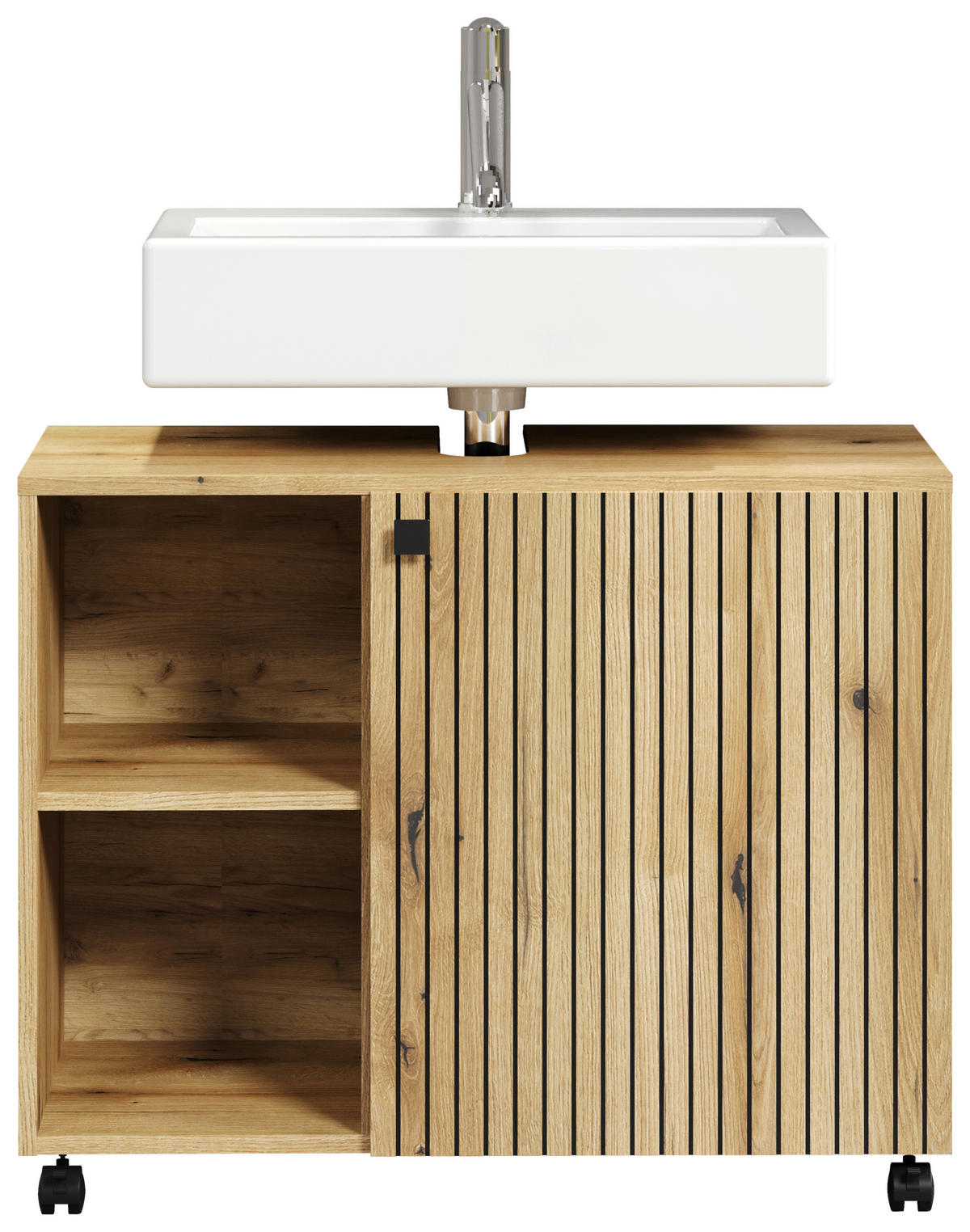 Waschbeckenunterschrank Pure Bliss Eiche Evoke Oak Nachbildung schwarz B/H/T: ca. 80x64x42 cm Pure Bliss - Eiche/schwarz (80,00/64,00/42,00cm)