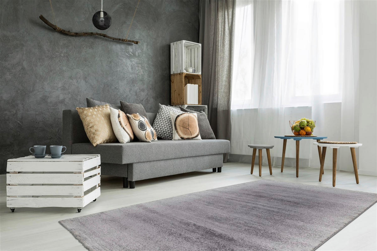 Kayoom Kurzflorteppich Falkland - Stanley silber B/L: ca. 80x150 cm Falkland - Stanley - silber (80,00/150,00cm) - Kayoom