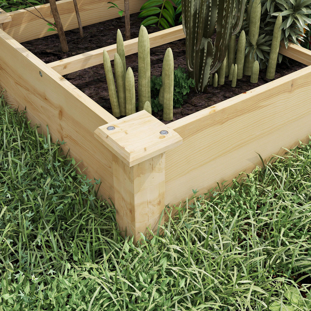 Outsunny Hochbeet natur Holz B/H/L: ca. 60x25x237 cm Hochbeet - natur (237,00/60,00/25,00cm) - Outsunny