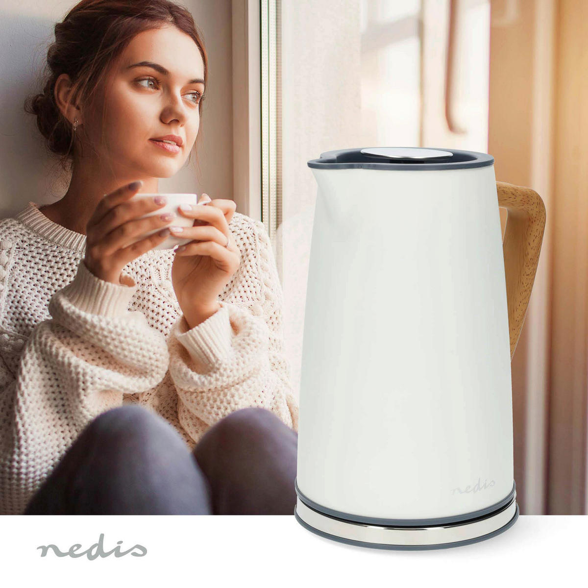 Nedis Wasserkocher Wasserkocher_Nedis 1,7l - weiß (16,00/20,50/25,20cm) - Nedis