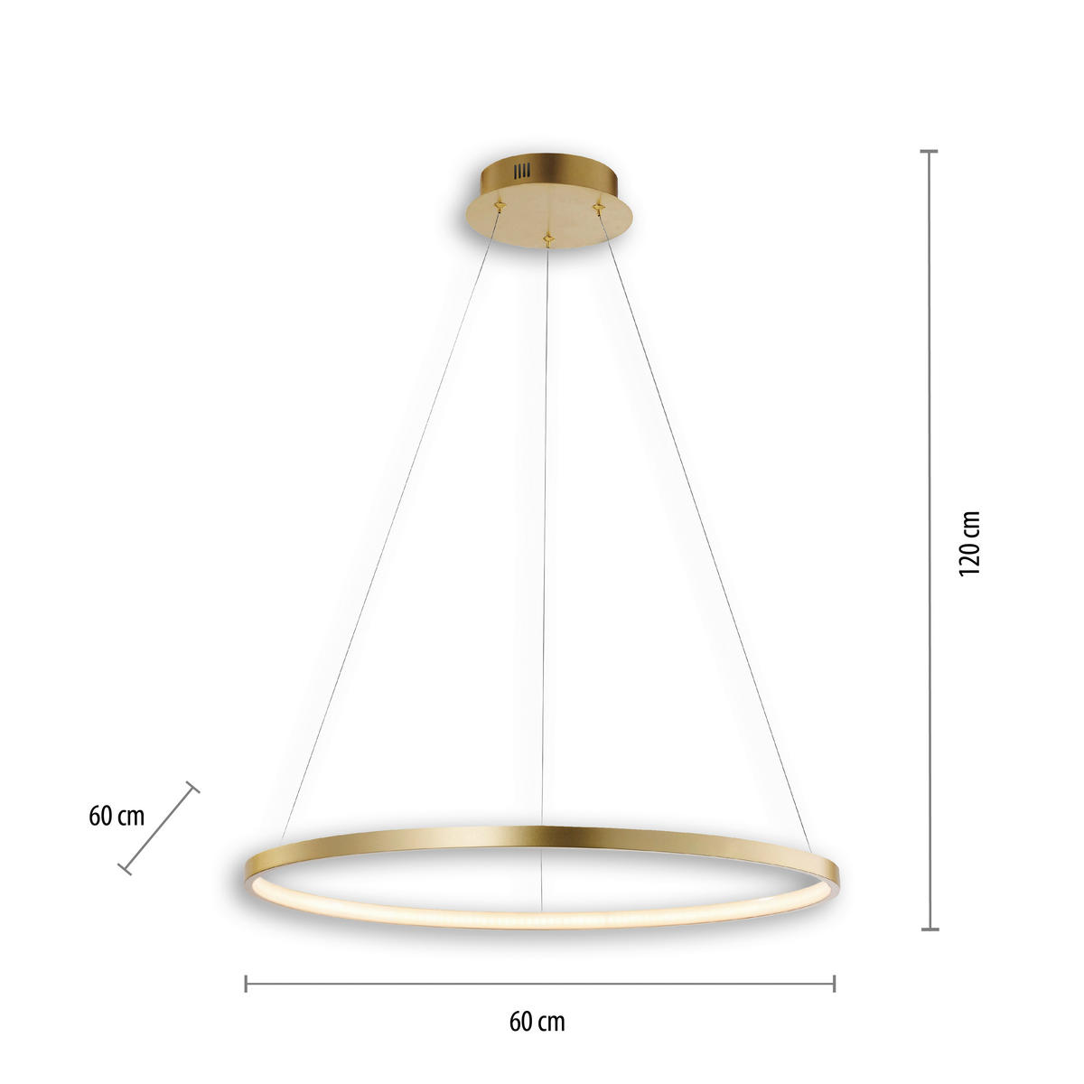 Just Light LED-Pendelleuchte CIRCLE 11524-12 weiß gold Kunststoff Metall H/D: ca. 120x60 cm 1.0 Brennstellen CIRCLE - gold/weiß (60,00/120,00cm) - Just Light