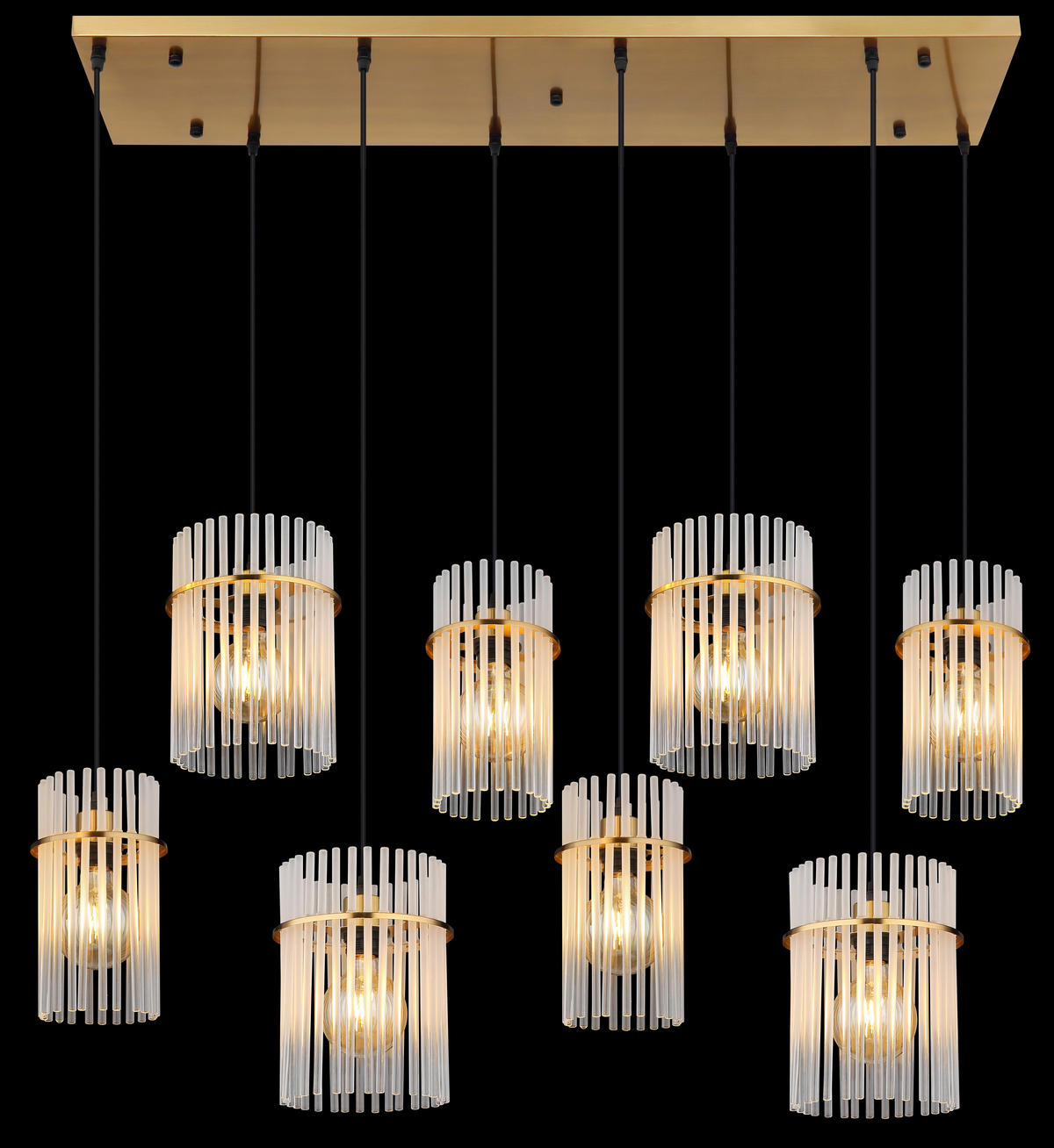 GLOBO Hängeleuchte klar Opal gold Metall Glas B/H/L: ca. 38x125x110 cm E27 8 Brennstellen GORLEY - gold/klar (110,00/38,00/125,00cm) - GLOBO