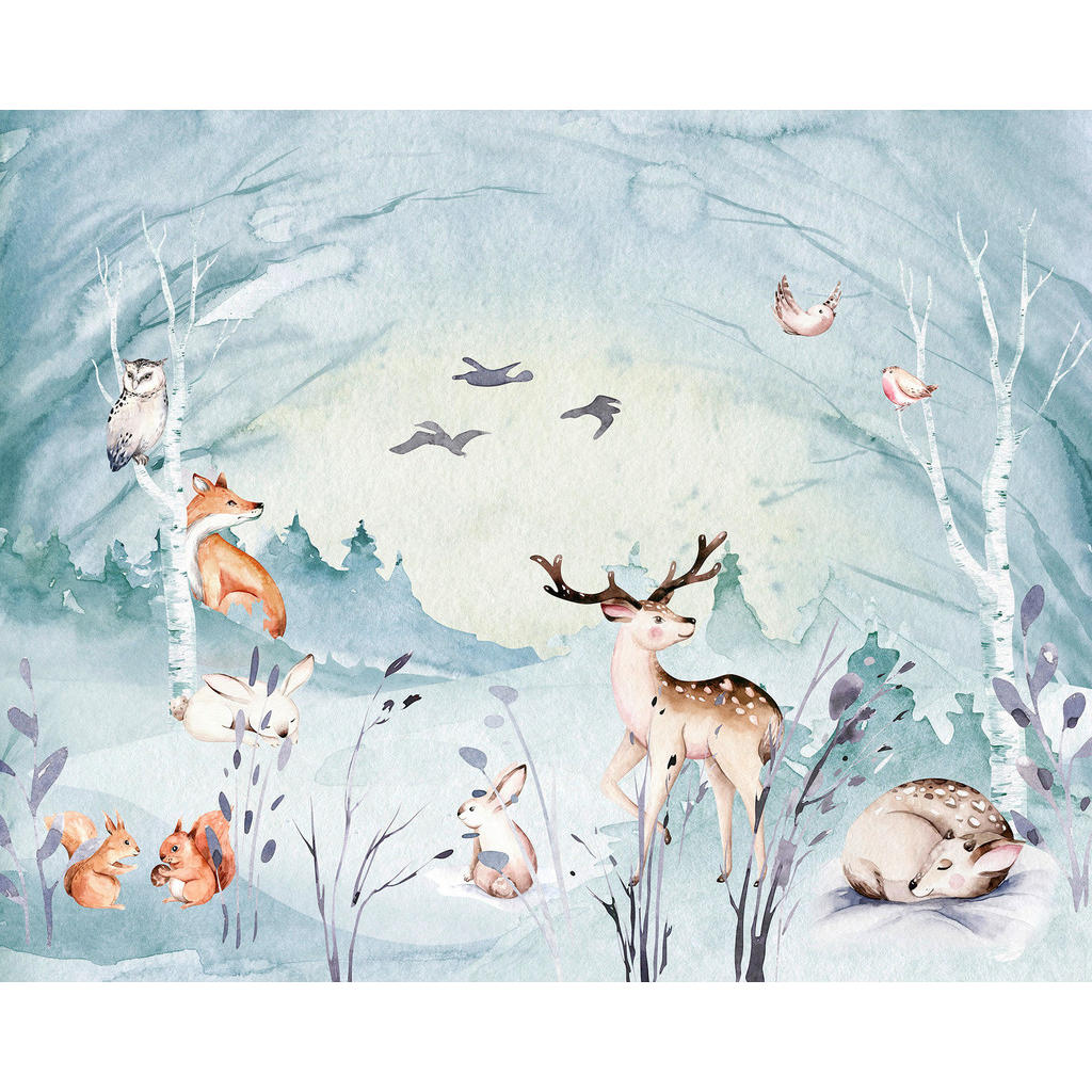 Komar Fototapete Animal Sleepover, glatt, bedruckt, Comic, Retro, mehrfarbig, BxH: 350x280 cm, glatt, bedruckt