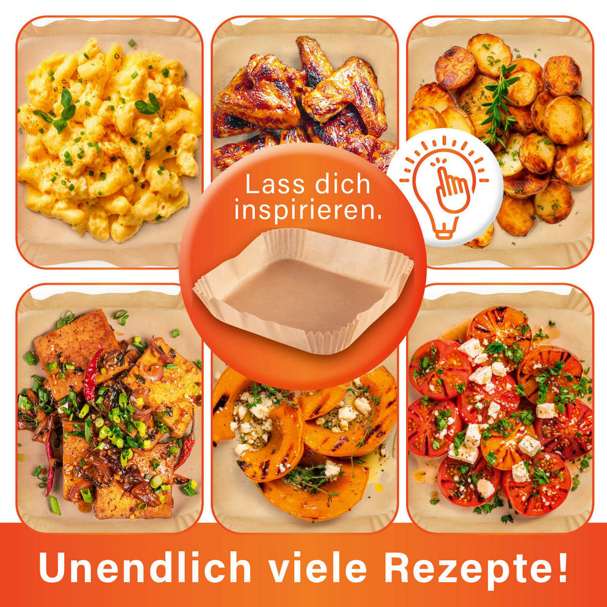 GOURMETmaxx Backpapier H/D: ca. 8x22,5 cm Backpapier_Heißluftfritteuse 100Stk - (22,50/8,00cm) - GOURMETmaxx