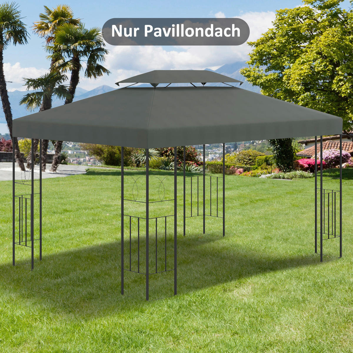 Outsunny Ersatzdach für Pavillon Ersatzdach_für_Pavillon - dunkelgrau (400,00/300,00/20,00cm) - Outsunny