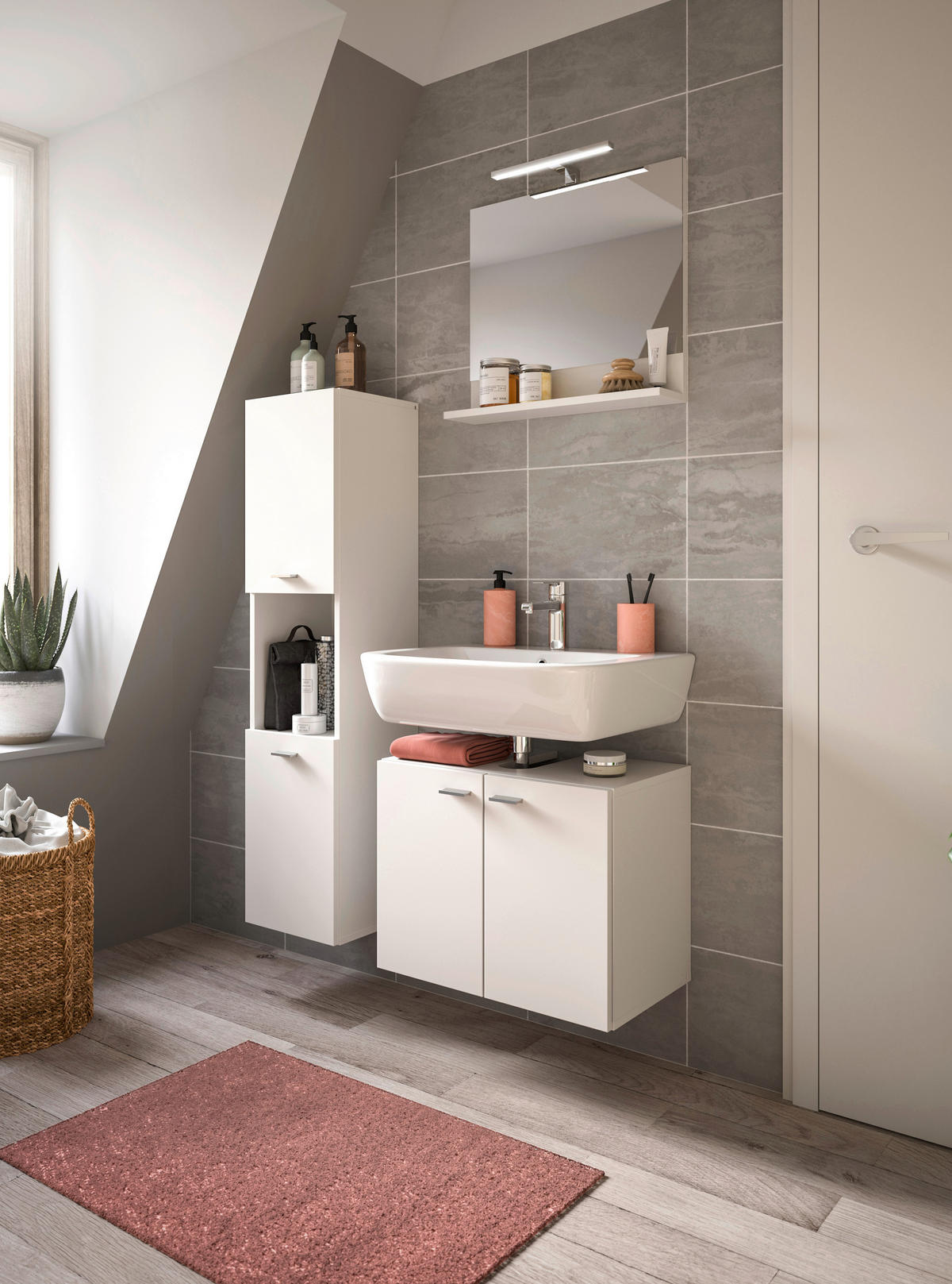 Badezimmer-Set BOSTON weiß B/H/T: ca. 102x186x33 cm BOSTON - weiß (102,00/186,00/33,00cm) - xonox.home
