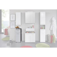 Badkommode Line Rauchsilber Nachbildung weiß Hochglanz B/H/T: ca. 30x79x31 cm Line - weiß (30,00/79,00/31,00cm)