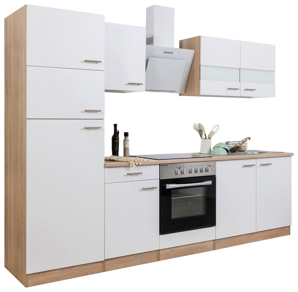 Respekta Küchenblock Economy weiß B/H/T: ca. 270x200x60 cm Economy - Eiche/weiß (270,00/200,00/60,00cm) - Respekta