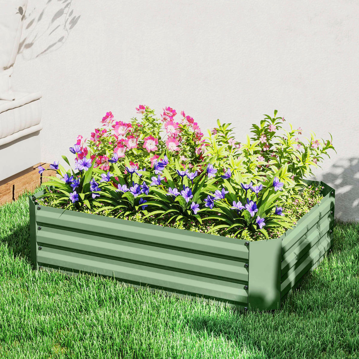 Outsunny Hochbeet dunkelgrün Stahl B/H/L: ca. 90x30x120 cm Hochbeet - dunkelgrün (120,00/90,00/30,00cm) - Outsunny