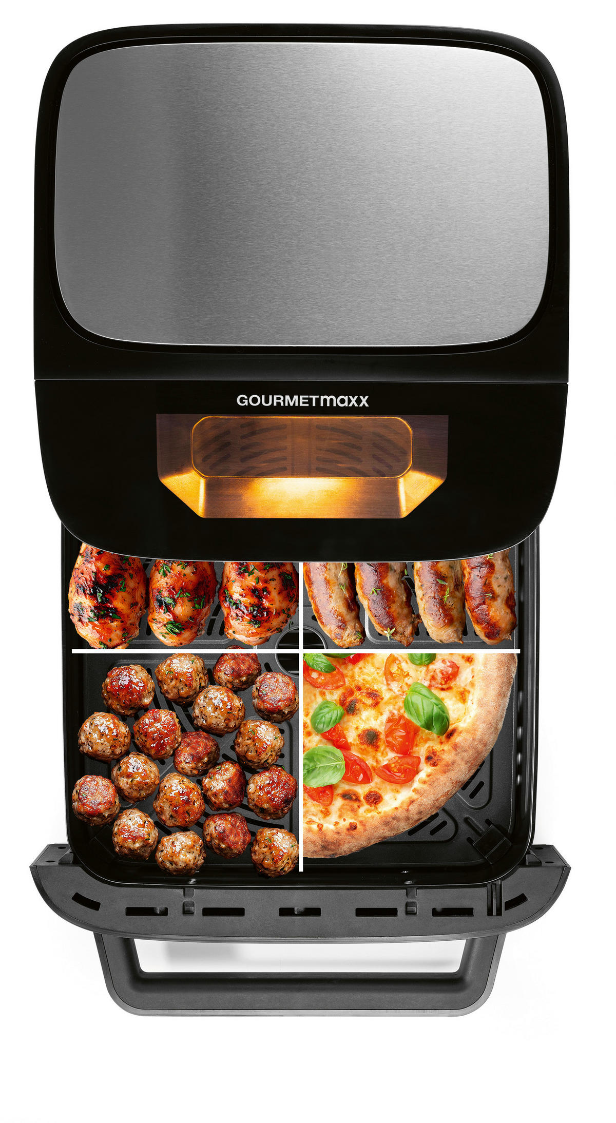 GOURMETmaxx Heißluftfritteuse Heißluftfritteuse - schwarz/silber (32,50/41,00/24,00cm) - GOURMETmaxx