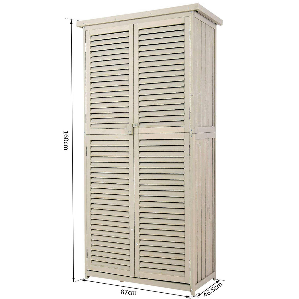 Outsunny Gartenschrank grau Kiefer B/H/L: ca. 46,5x160x87 cm Gartenschrank_mit_4_Fächer - grau (87,00/46,50/160,00cm) - Outsunny