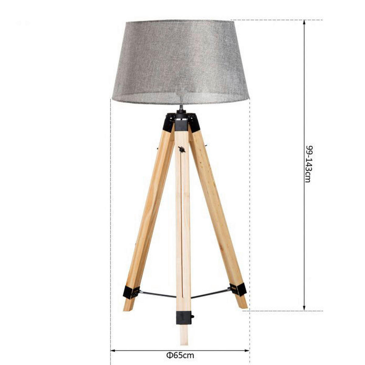 HOMCOM Stehleuchte B31-015GY B31-015GY natur grau Kiefer Polyester-Mischgewebe Kunststoff B/H/T: ca. 65x143x65 cm E27 1 Brennstellen Stehleuchte B31-015GY - natur/grau (65,00/143,00/65,00cm) - HOMCOM