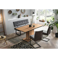 Essgruppe Luise I Eiche anthrazit Microfaser B/H/T: ca. 160x76x80 cm Luise I - Eiche/anthrazit (160,00/76,00/80,00cm) - Hela