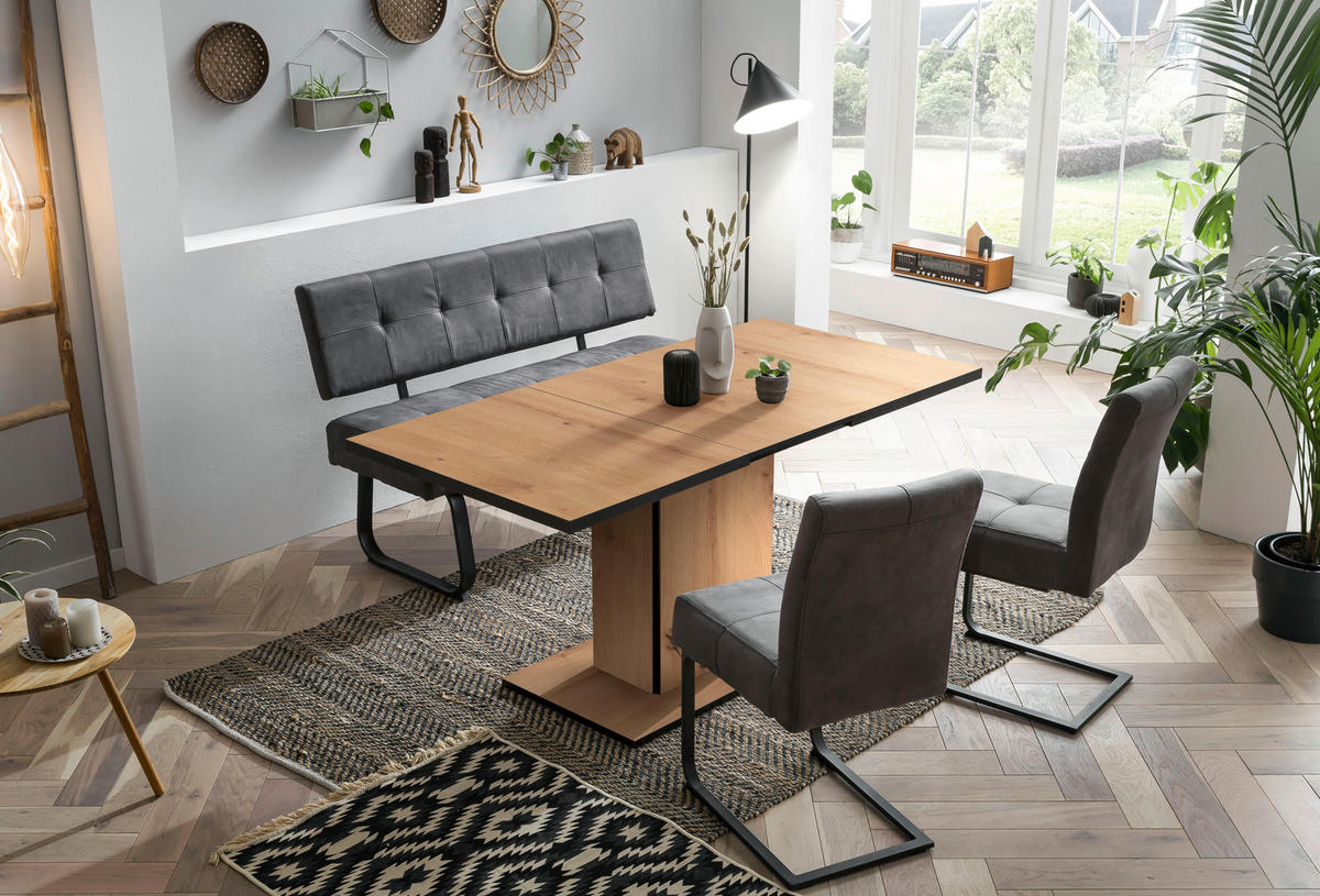 Essgruppe Luise I Eiche anthrazit Microfaser B/H/T: ca. 160x76x80 cm Luise I - Eiche/anthrazit (160,00/76,00/80,00cm) - Hela