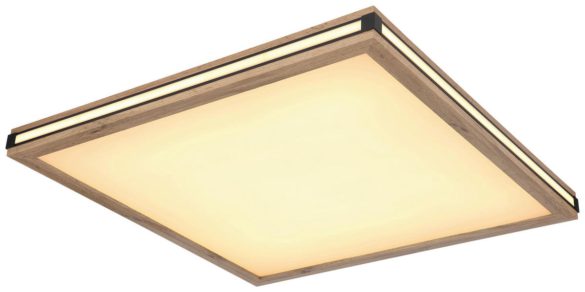 GLOBO LED-Deckenleuchte mattschwarz dunkelbraun weiß Kunststoff MDF Metall B/H/T: ca. 60x7,5x60 cm CARLA - dunkelbraun/weiß (60,00/7,50/60,00cm) - GLOBO