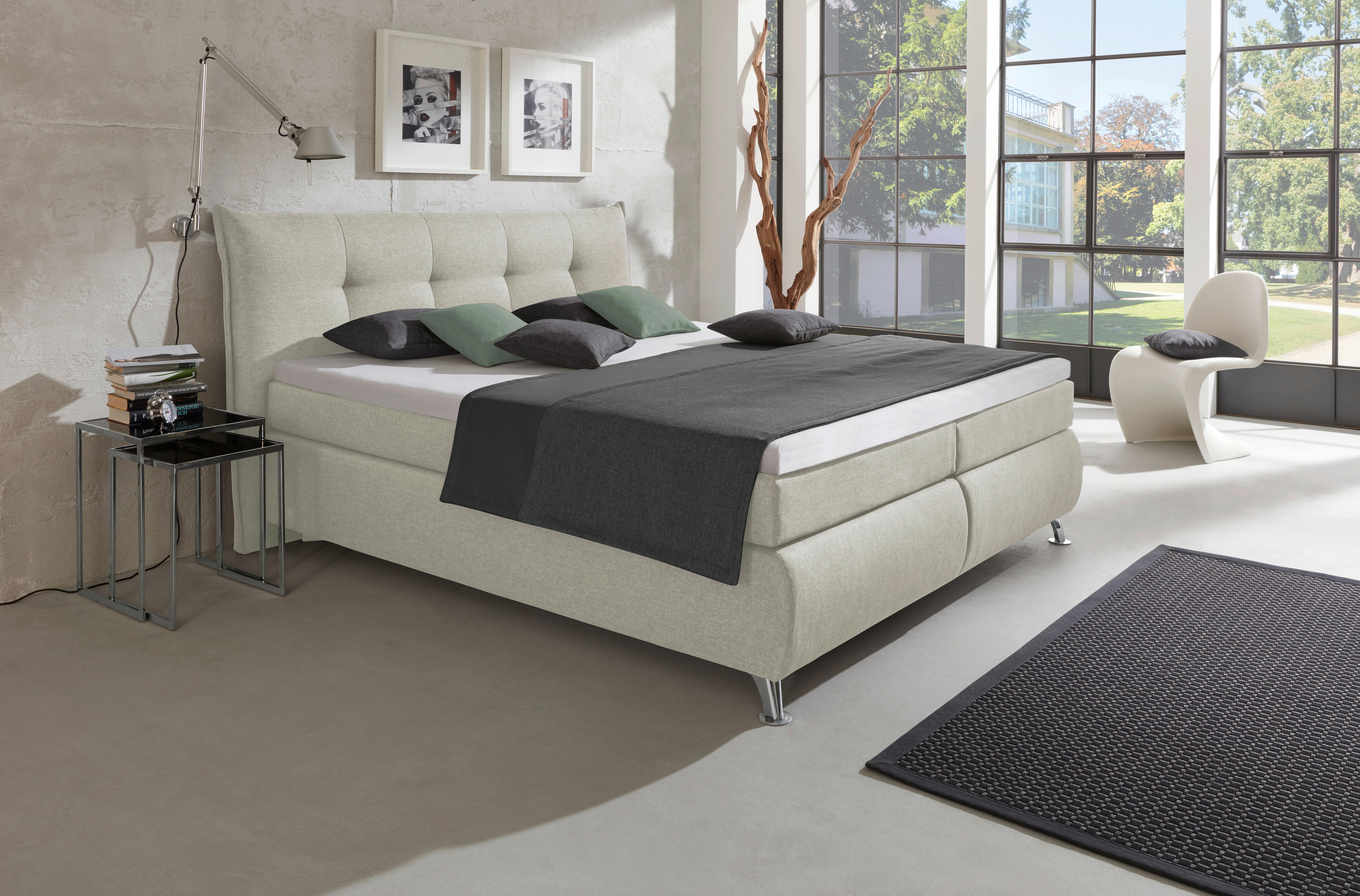 Boxspringbett Lexos beige Liegefläche B/L: ca. 180x200 cm Lexos - beige/Chrom (205,00/112,00/220,00cm)