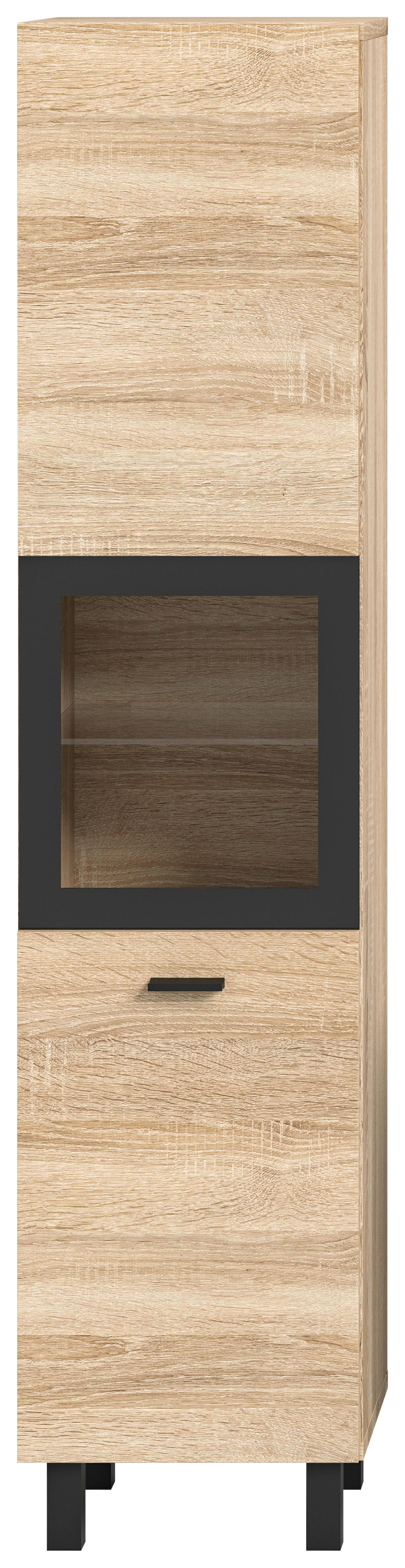Badhochschrank BOSTON Eiche Sonoma Nachbildung schwarz B/H/T: ca. 30x125x29 cm BOSTON - Eiche/schwarz (30,00/125,00/29,00cm) - xonox.home