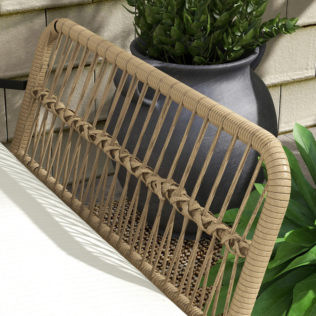 Outsunny Sitzgruppe cremeweiß Polypropylen B/H/L: ca. 79x122x75 cm Gartenmöbel_Set - cremeweiß (75,00/79,00/122,00cm) - Outsunny